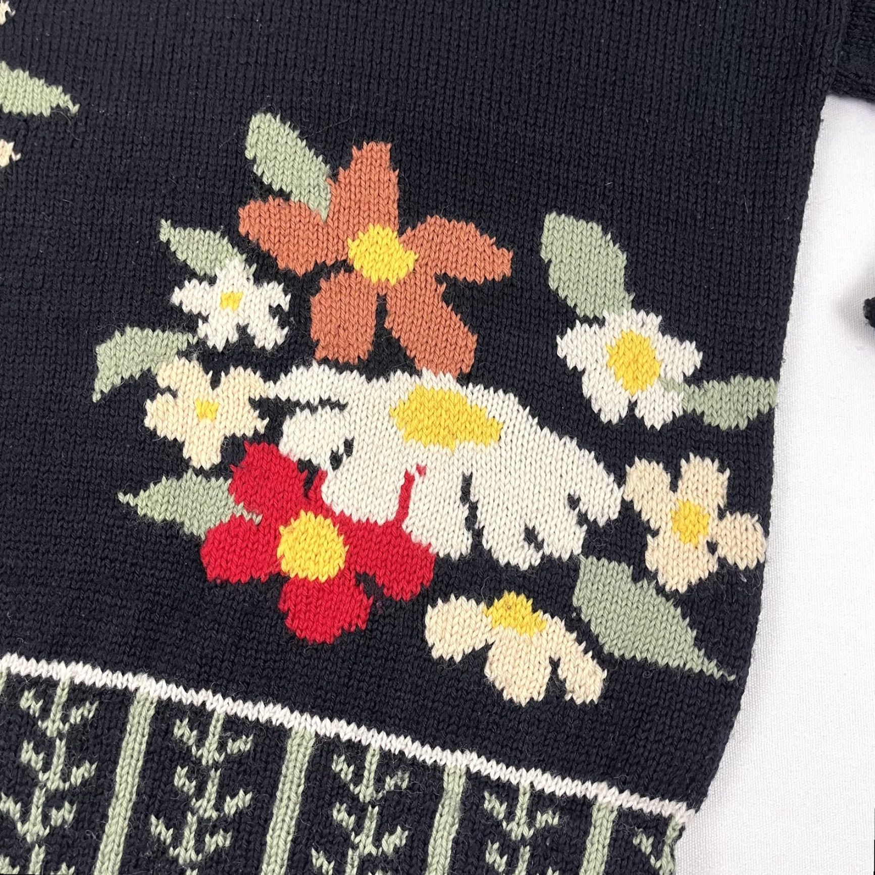 Vintage VINTAGE Moussie Sayers Sweater Women M / L Black Floral Wool Jumper England Boho Size M / US 6-8 / IT 42-44 - 3 Thumbnail