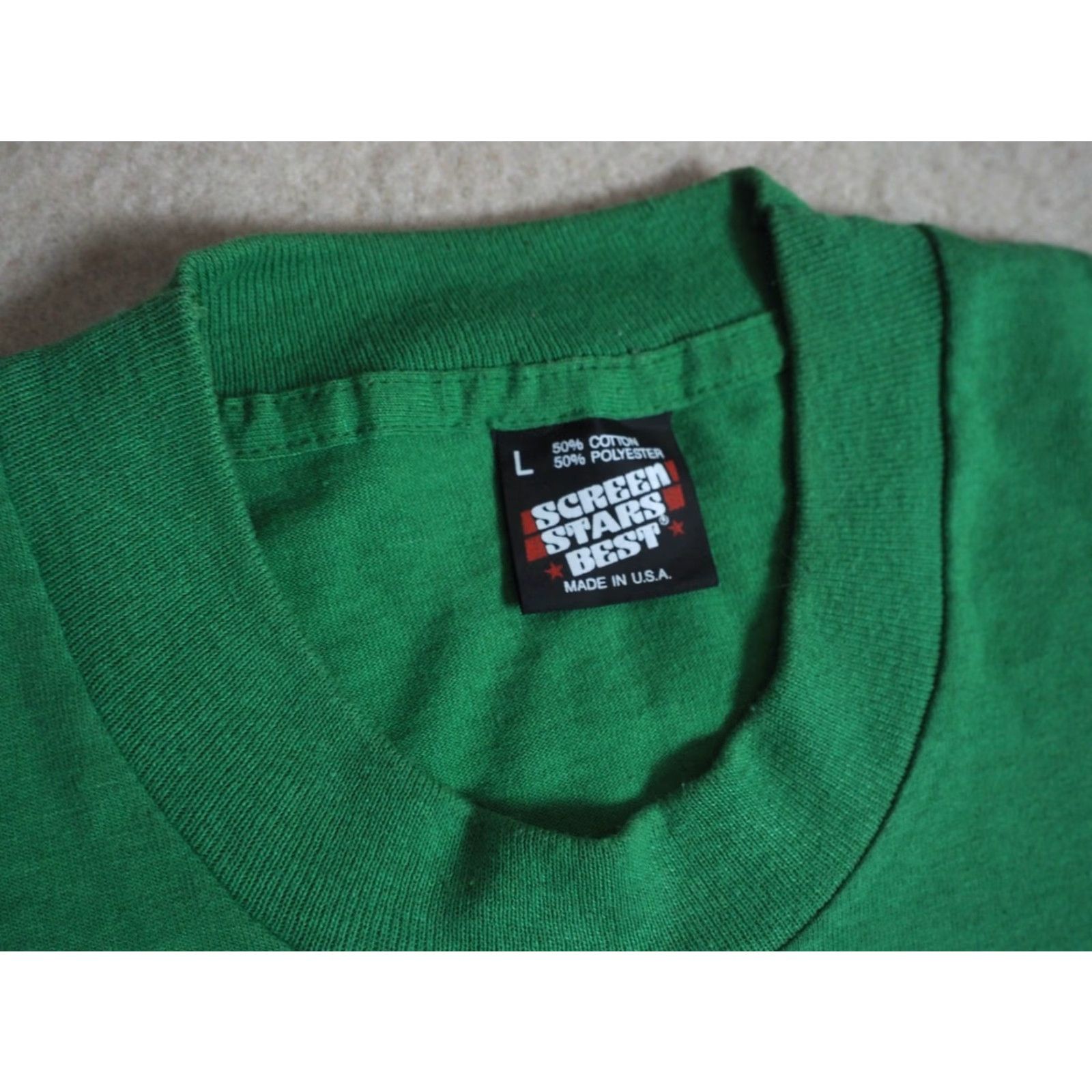 Vintage VTG 90s Screen Stars Minisceongo Yacht Club NYC New York Green USA Tee T-Shirt L Mens Short Sleeve Cotton Blend Graphic Tee Size US L / EU 52-54 / 3 - 3 Thumbnail
