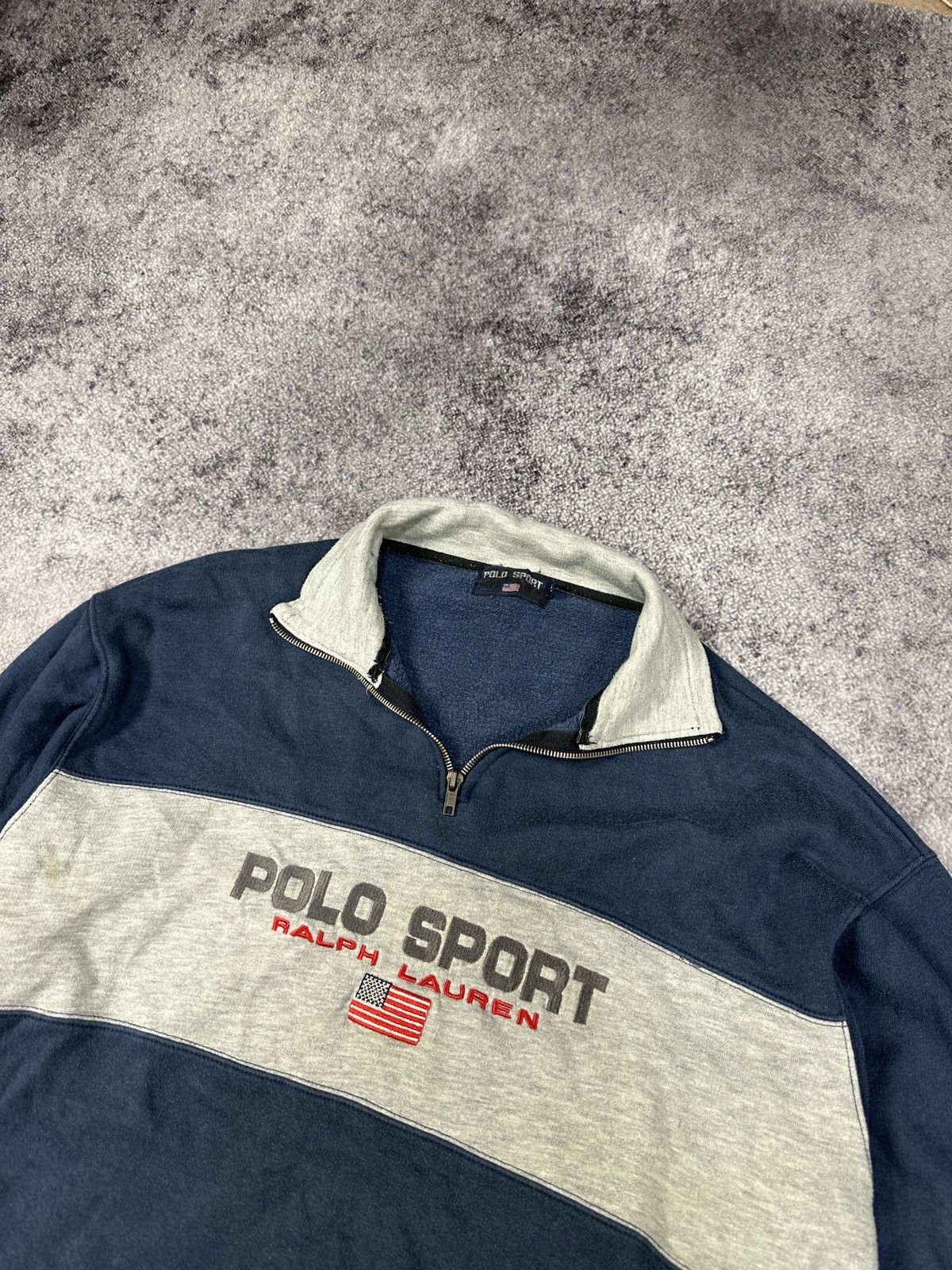 Polo Ralph Lauren × Ralph Lauren Sport Vintage Polo Ralph Lauren Sport Big Logo 1/3 Zip Sweater VTg Size US XL / EU 56 / 4 - 2 Thumbnail