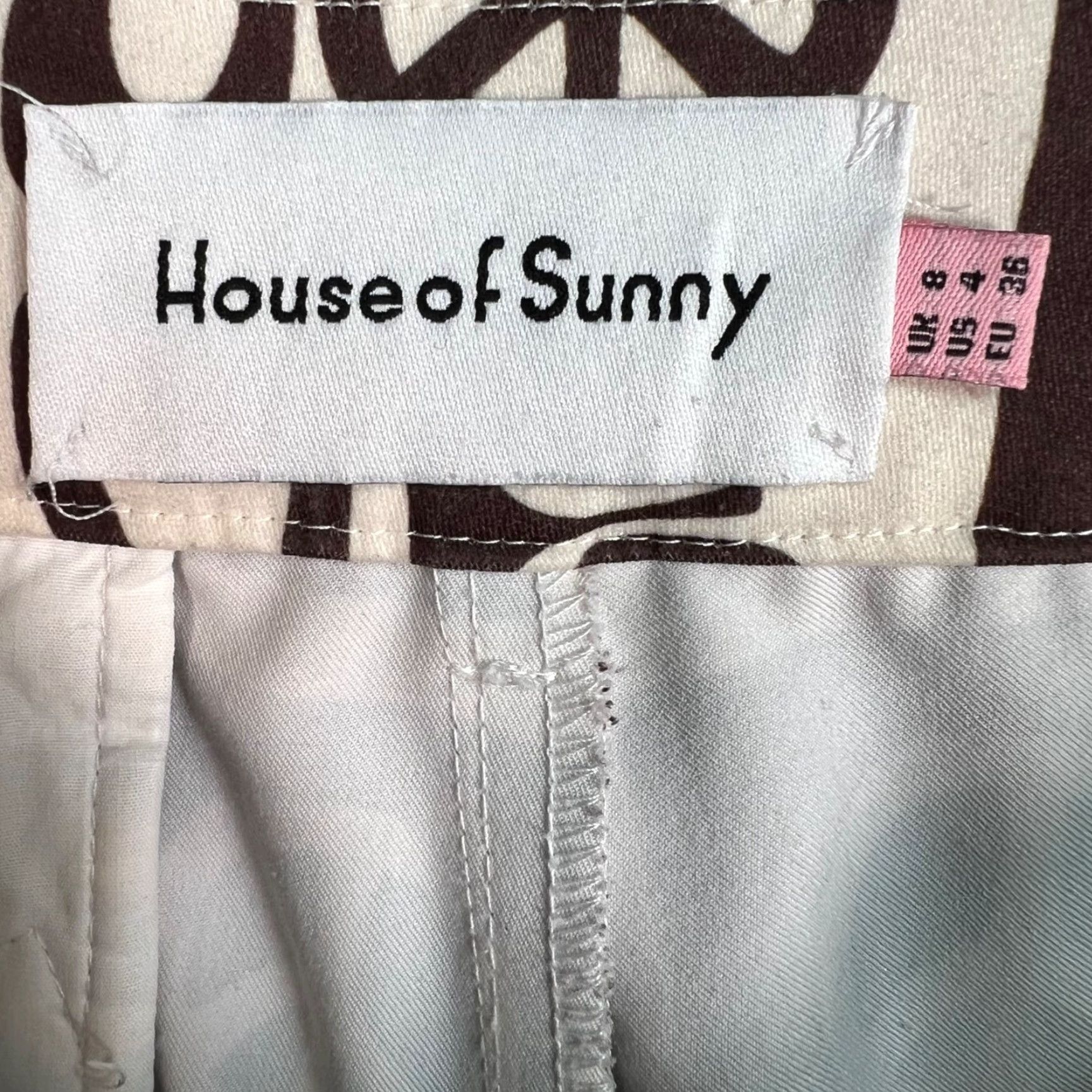 House of Sunny House Of Sunny Pants Womens Size 4 Brown & White Checkered Flared Ankle Inseam 31 in High Rise Vintage No (Adult) Womens Size 27" / US 4 / IT 40 - 3 Thumbnail