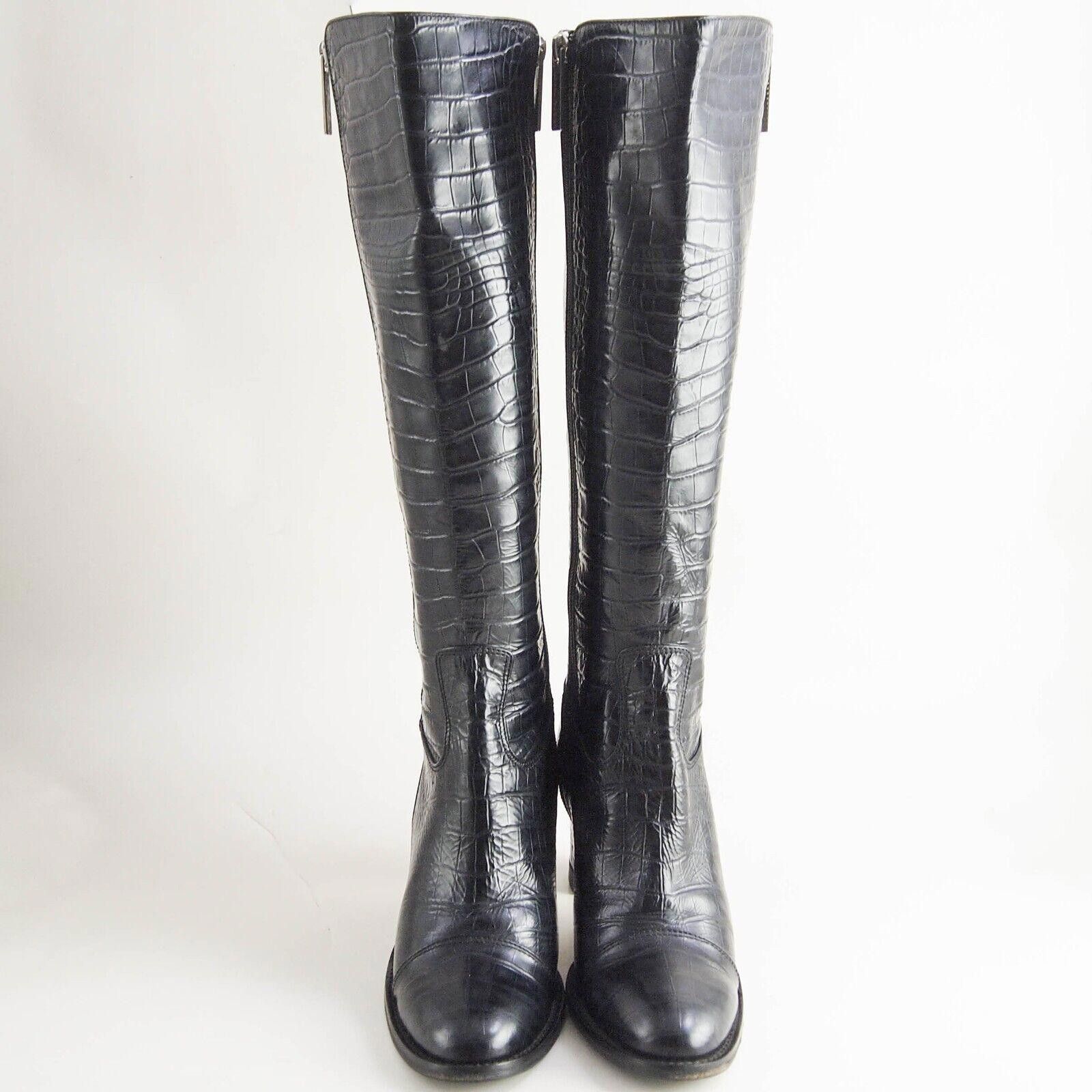 Designer Luciano Padovan Boots Black Croc Leather Womens US 6 EU 36 Size US 6 / IT 36 - 4 Thumbnail