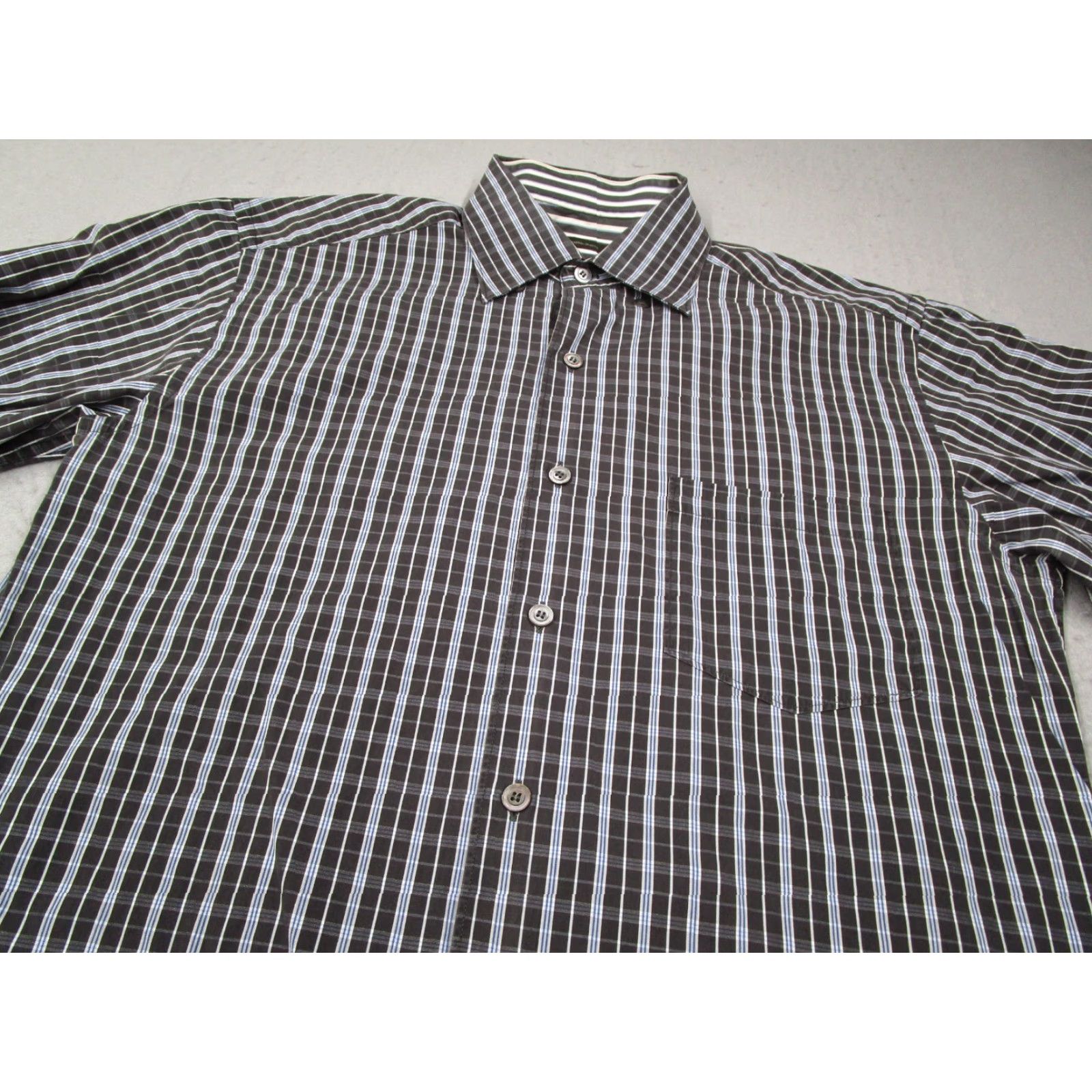 Ermenegildo Zegna Ermenegildo Zegna Shirt Mens Large Blue Stripe Long Sleeve Button-Up Casual Workwear Size US L / EU 52-54 / 3 - 2 Thumbnail