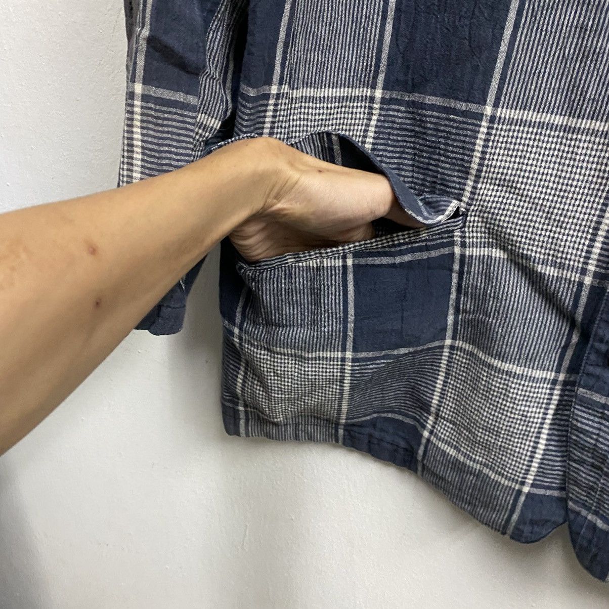 Issey Miyake vintage I.S. Issey Miyake gingham light layer blazer jacket Size 42L - 8 Thumbnail
