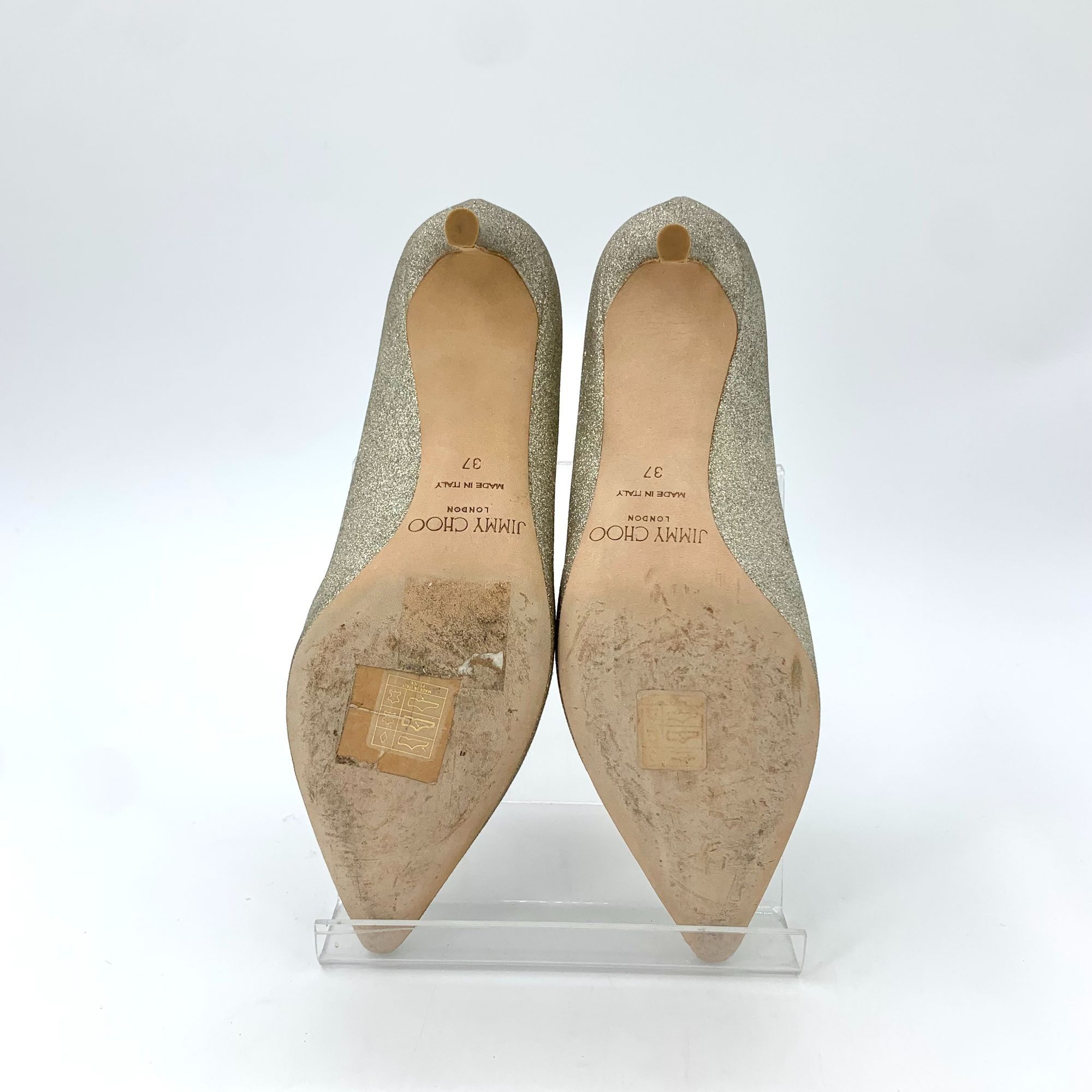 Jimmy Choo Jimmy Choo Romy 85 Glitter Pointed-Toe Pumps Platinum Ice Si Size US 7 / IT 37 - 8 Thumbnail