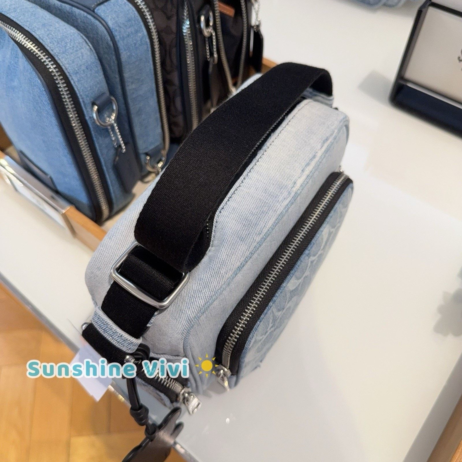 Coach Coach Fletcher Crossbody Bag Loved Denim CEA06 Light Indigo Size ONE SIZE - 6 Thumbnail
