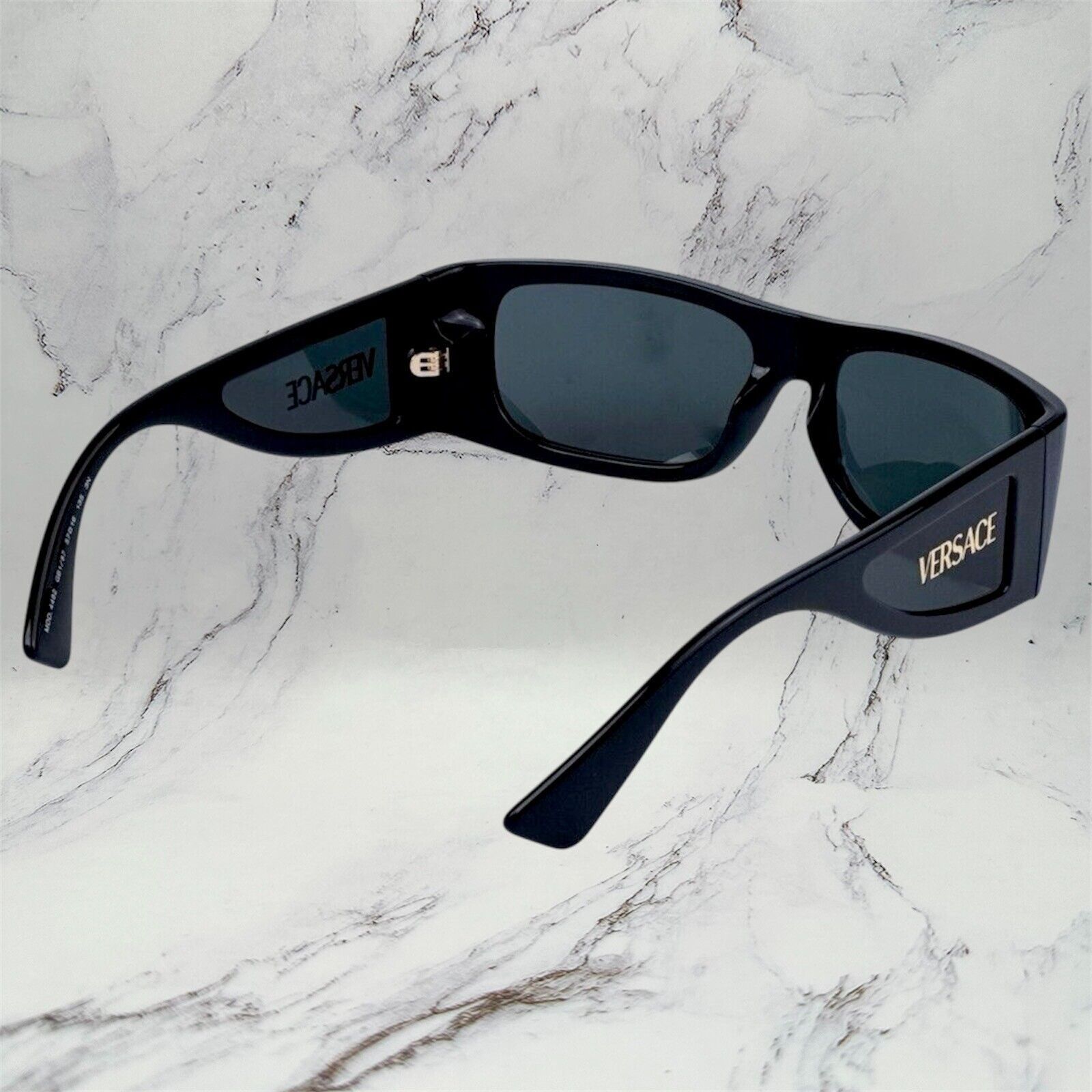 Versace VERSACE Sunglasses New Black Square Wrap Shield Mask Acetate Size ONE SIZE - 10 Thumbnail