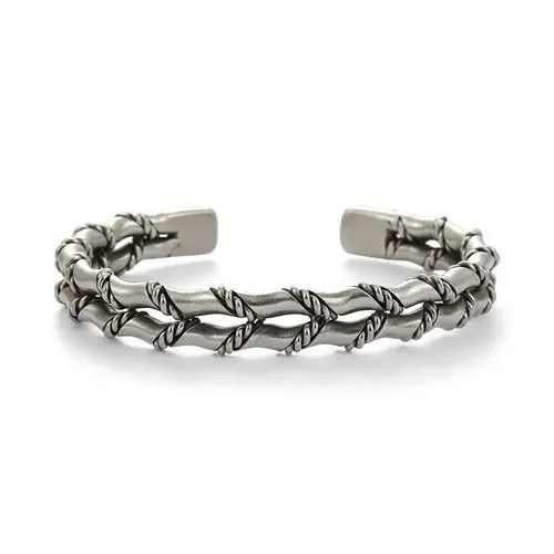 Jewelry × Sterling Silver Double Layer Bamboo Bracelet Size ONE SIZE - 3 Thumbnail