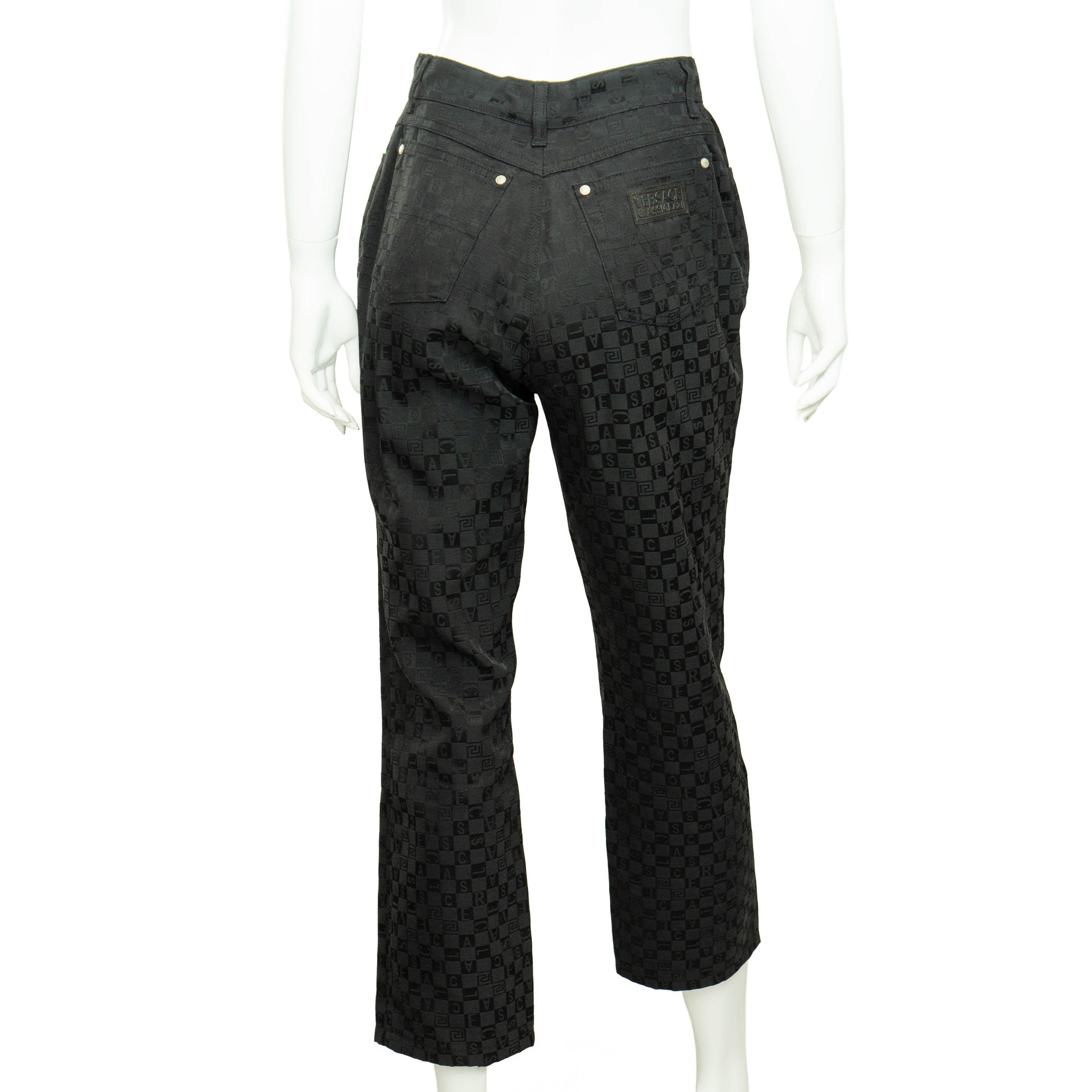 Versace VERSACE Classic V2 Monogram Black Trousers Pants Vintage 90s Size 30" / US 8 / IT 44 - 5 Thumbnail