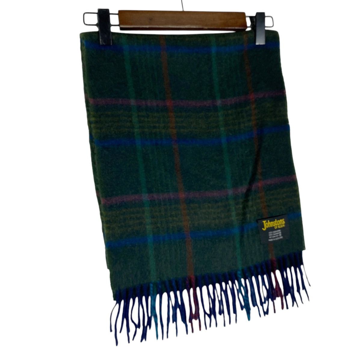 Johnstons Of Elgin Vintage Johnston Of Elgin Green Checked Scarf Muffler Size ONE SIZE - 3 Thumbnail