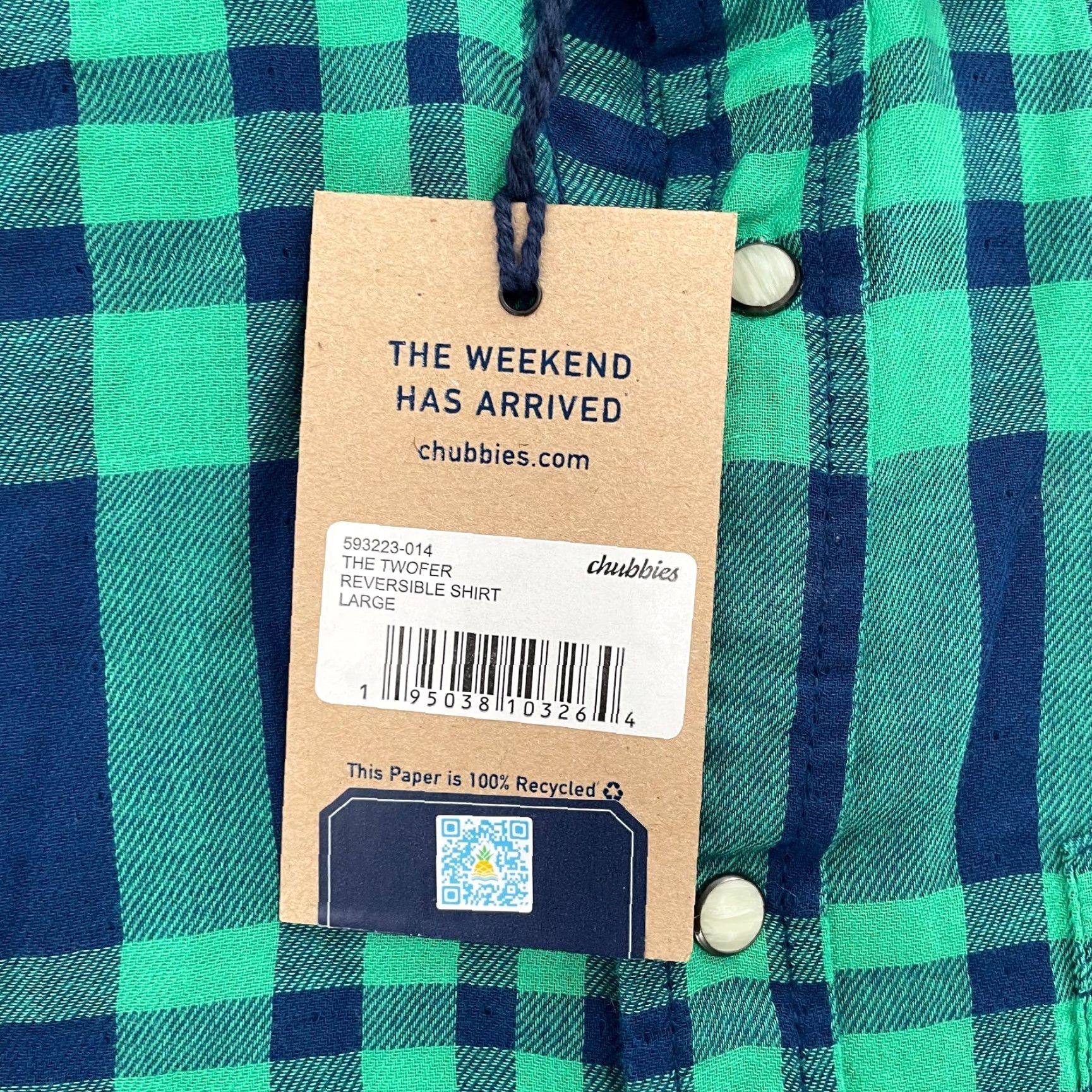 Chubbies Chubbies Shirt Adult Large Green Blue Button Up Reversible Flip It & Reverse It Shirt Mens Plaid Casual Size US L / EU 52-54 / 3 - 7 Thumbnail