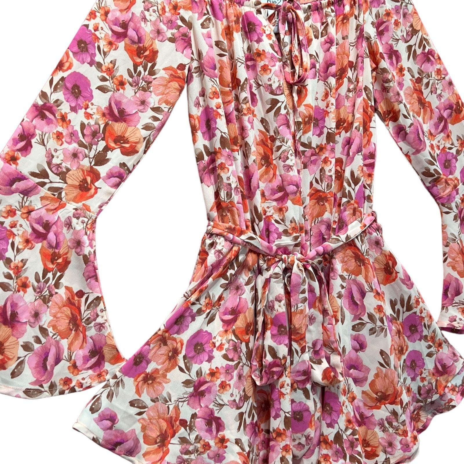 rue21 Rue 21 - Women's Off Shoulder Floral Short Romper - Bell Sle Size ONE SIZE - 21 Thumbnail