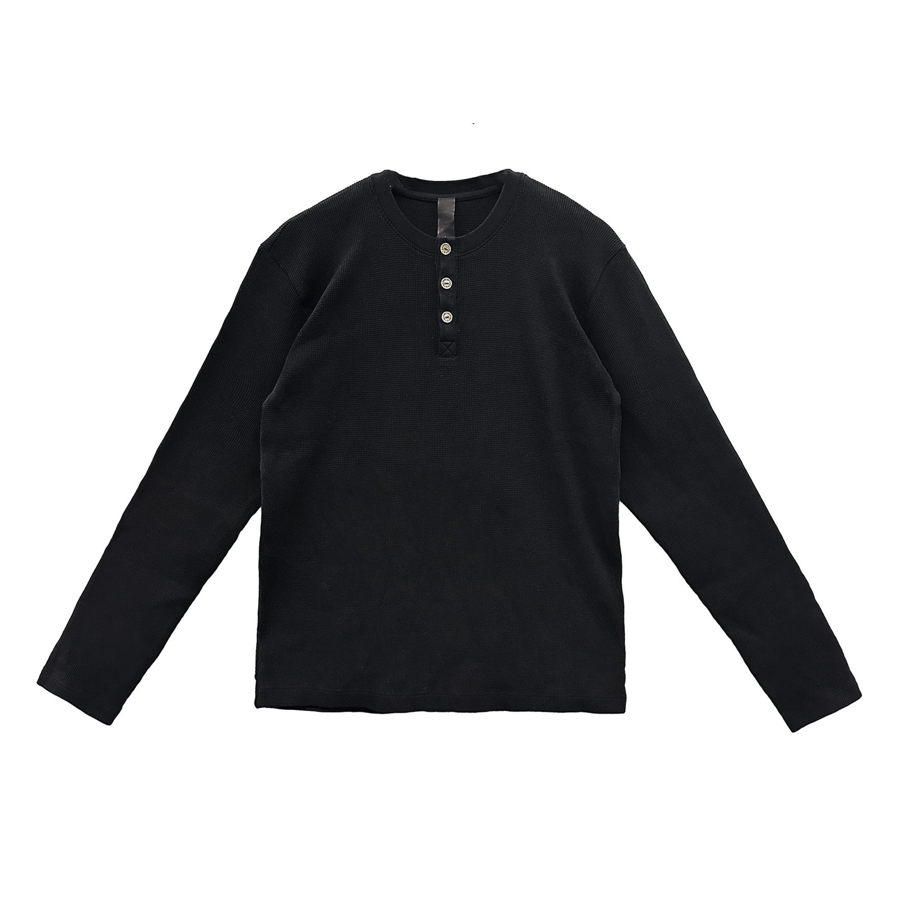 Chrome Hearts Chrome Hearts Black Henley Embroidered Thermal Shirt