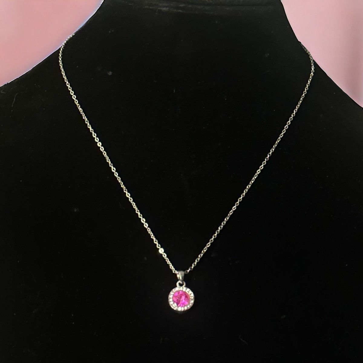 Other Silver tone pink gemstone pendant necklace Size ONE SIZE - 1 Thumbnail