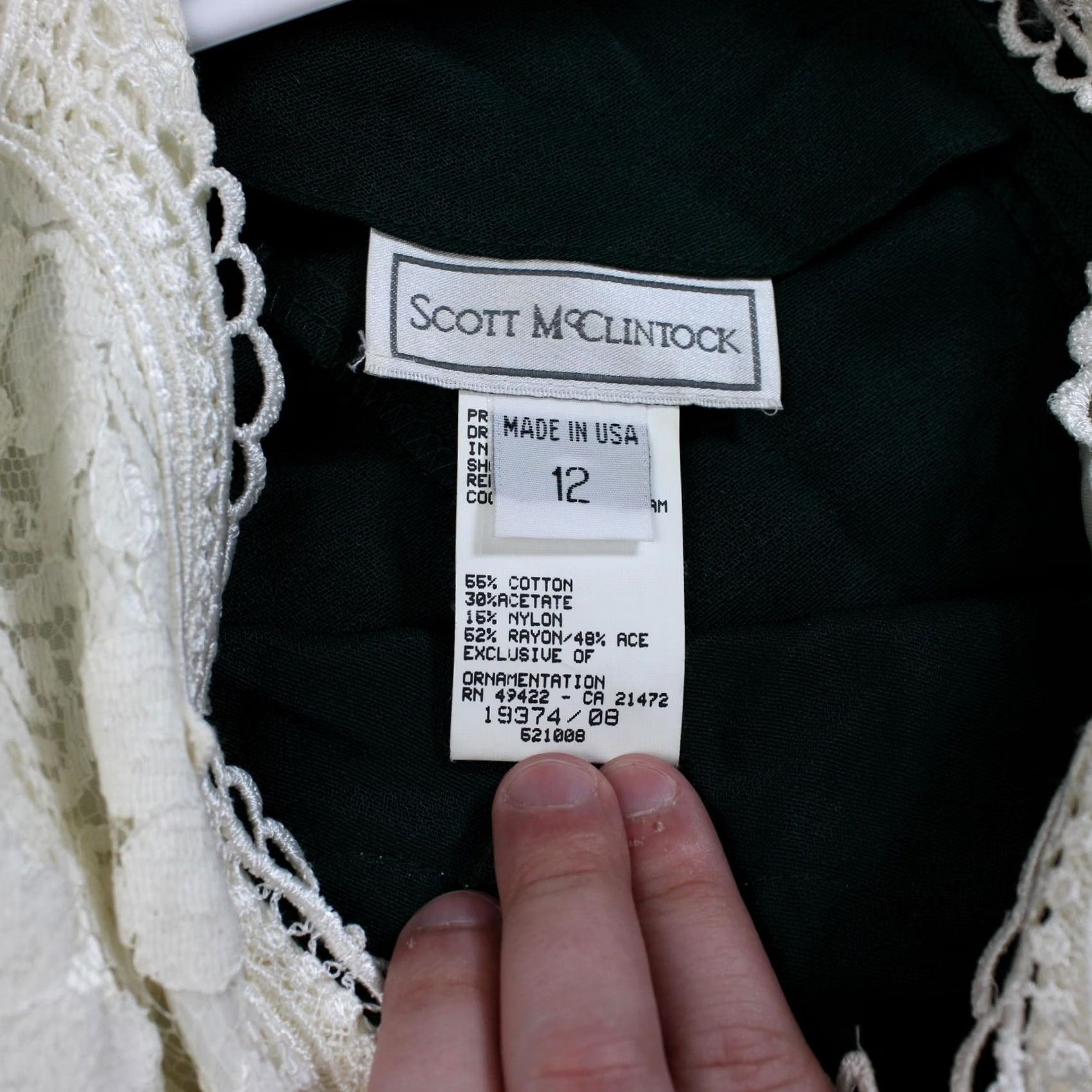 Vintage VINTAGE Scott McClintock Dress Women 12 Green Lace Sheath Maxi Formal Coquette Size XL / US 12-14 / IT 48-50 - 3 Thumbnail