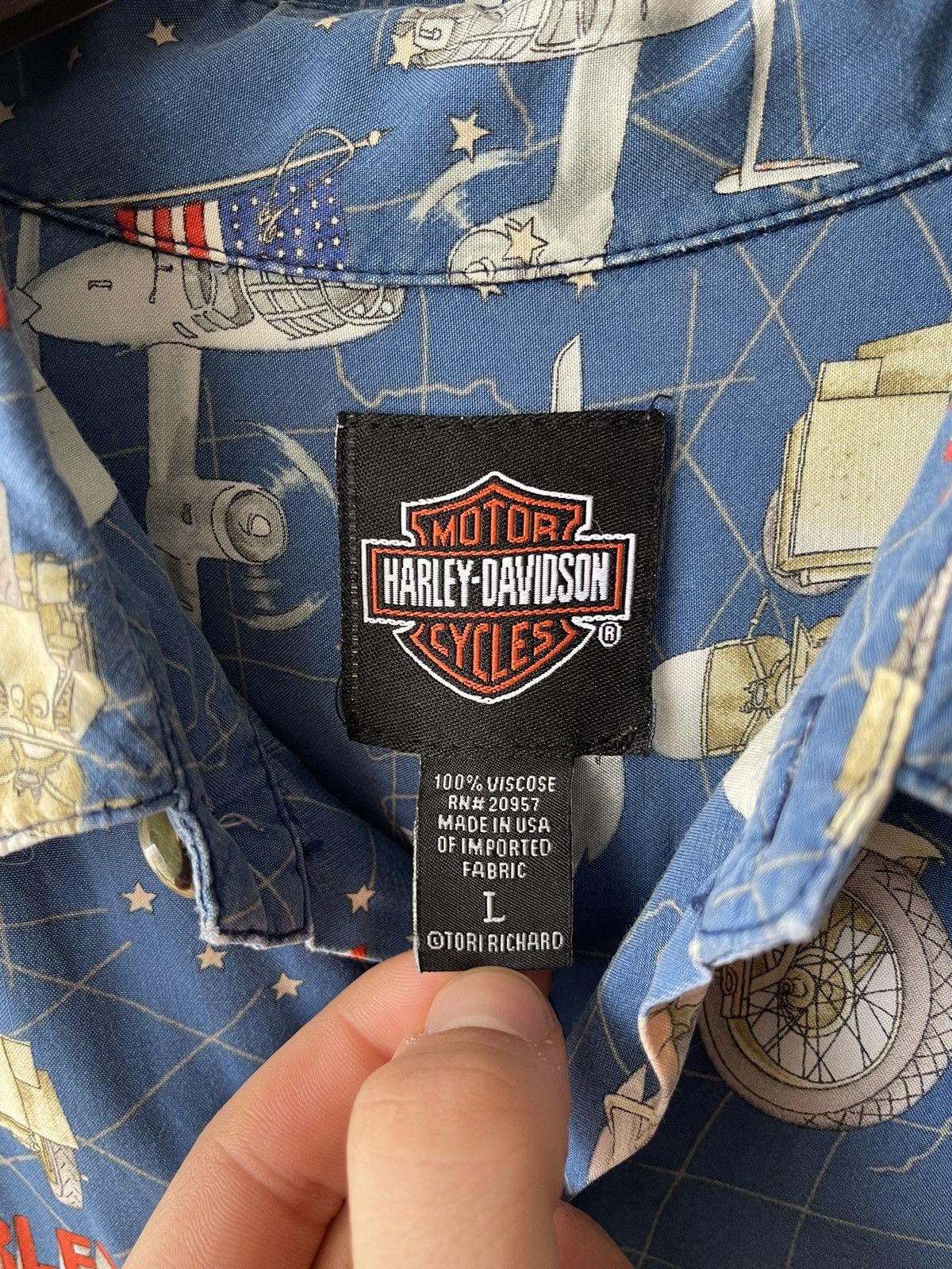 Harley Davidson 90s Harley Davidson Moto Tori Richard Hawaiian Shirt USA Size US L / EU 52-54 / 3 - 6 Thumbnail
