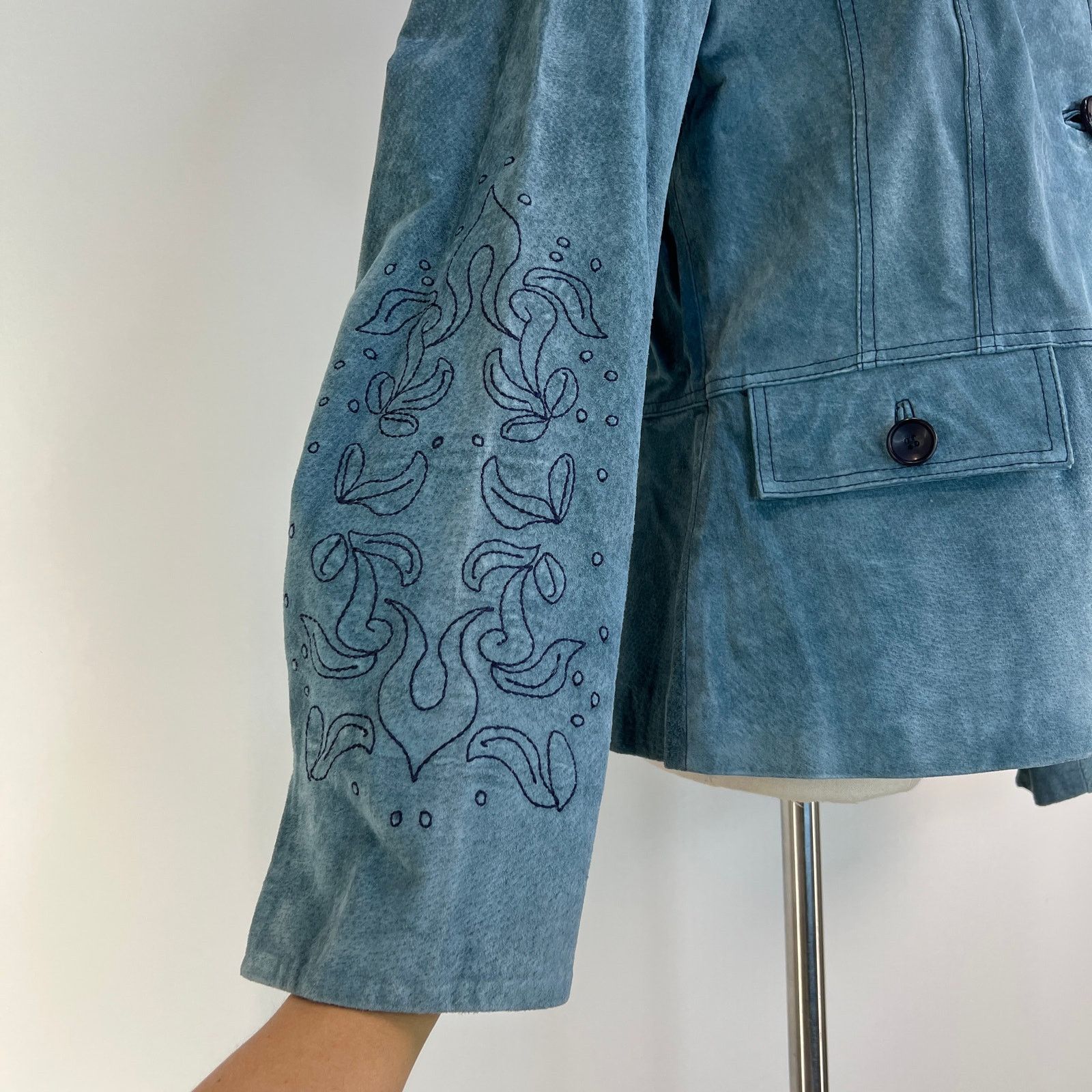 Other × Vintage Pamela McCoy Suede Blue Jacket Embroidered Boho Western Size M / US 6-8 / IT 42-44 - 9 Thumbnail