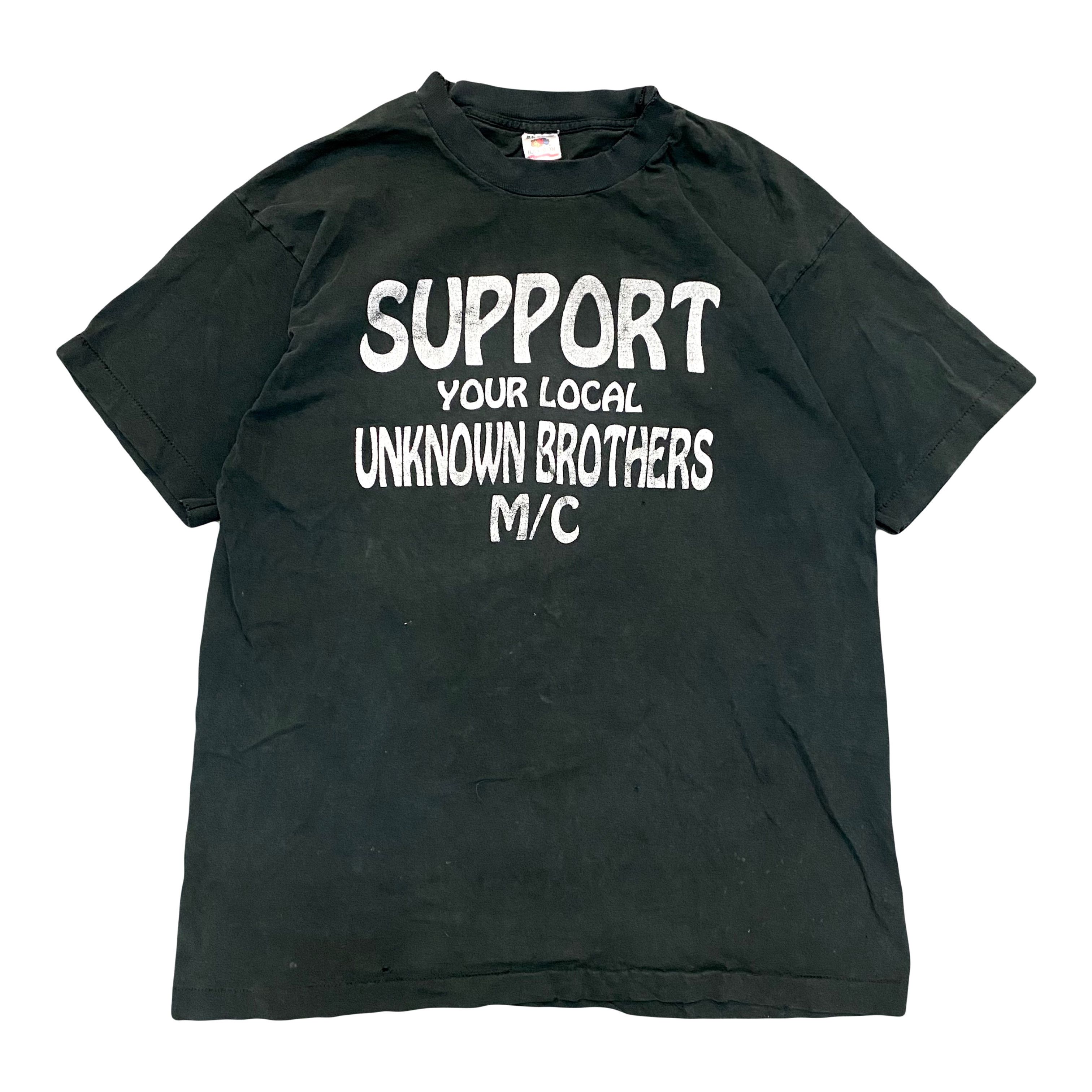 Vintage VTG Support Your Local Unknown Brothers Motorcycle Club T Size US XL / EU 56 / 4 - 1 Thumbnail