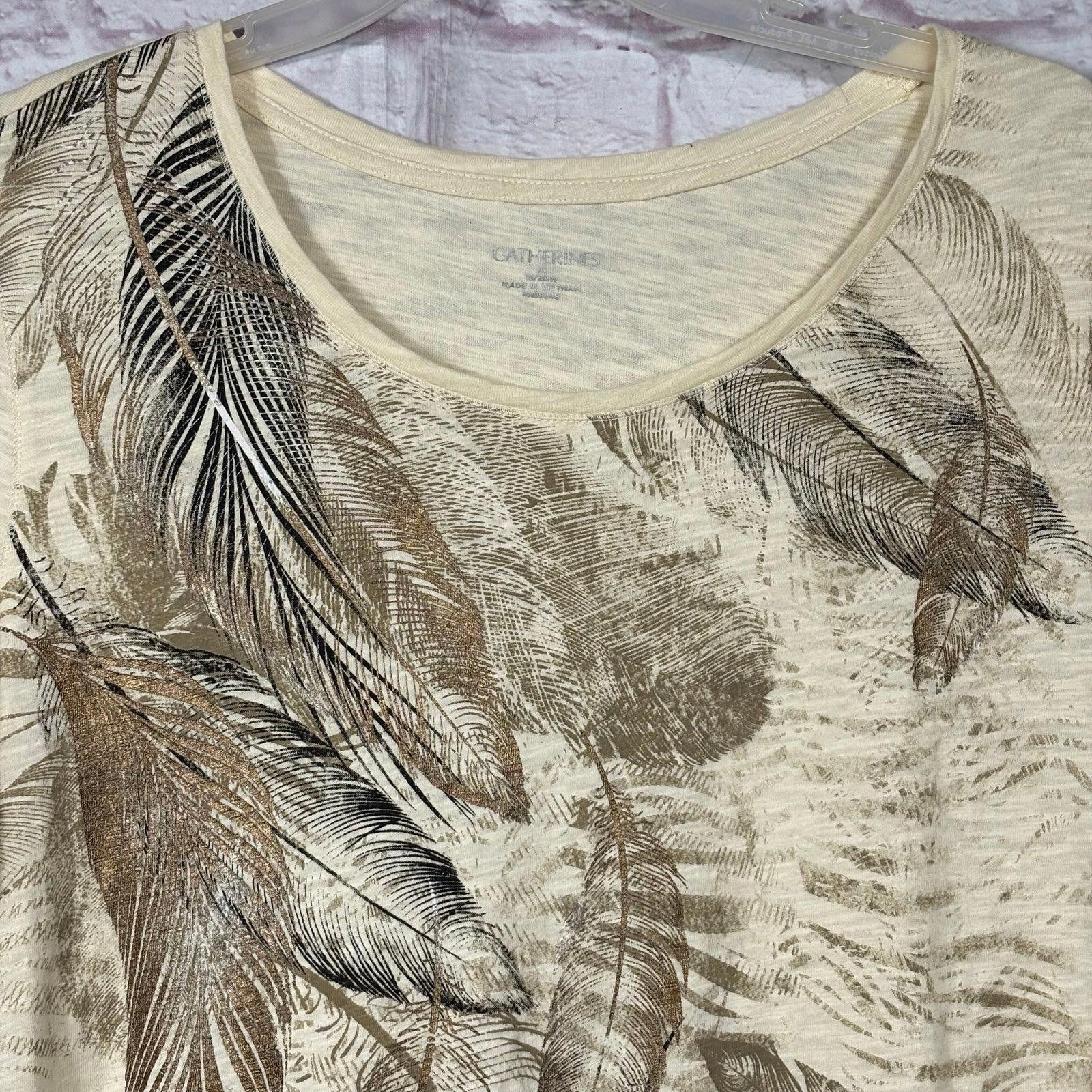 Other Catherine's Feather Print Top - Size 1X (18/20) Size XL / US 12-14 / IT 48-50 - 2 Thumbnail