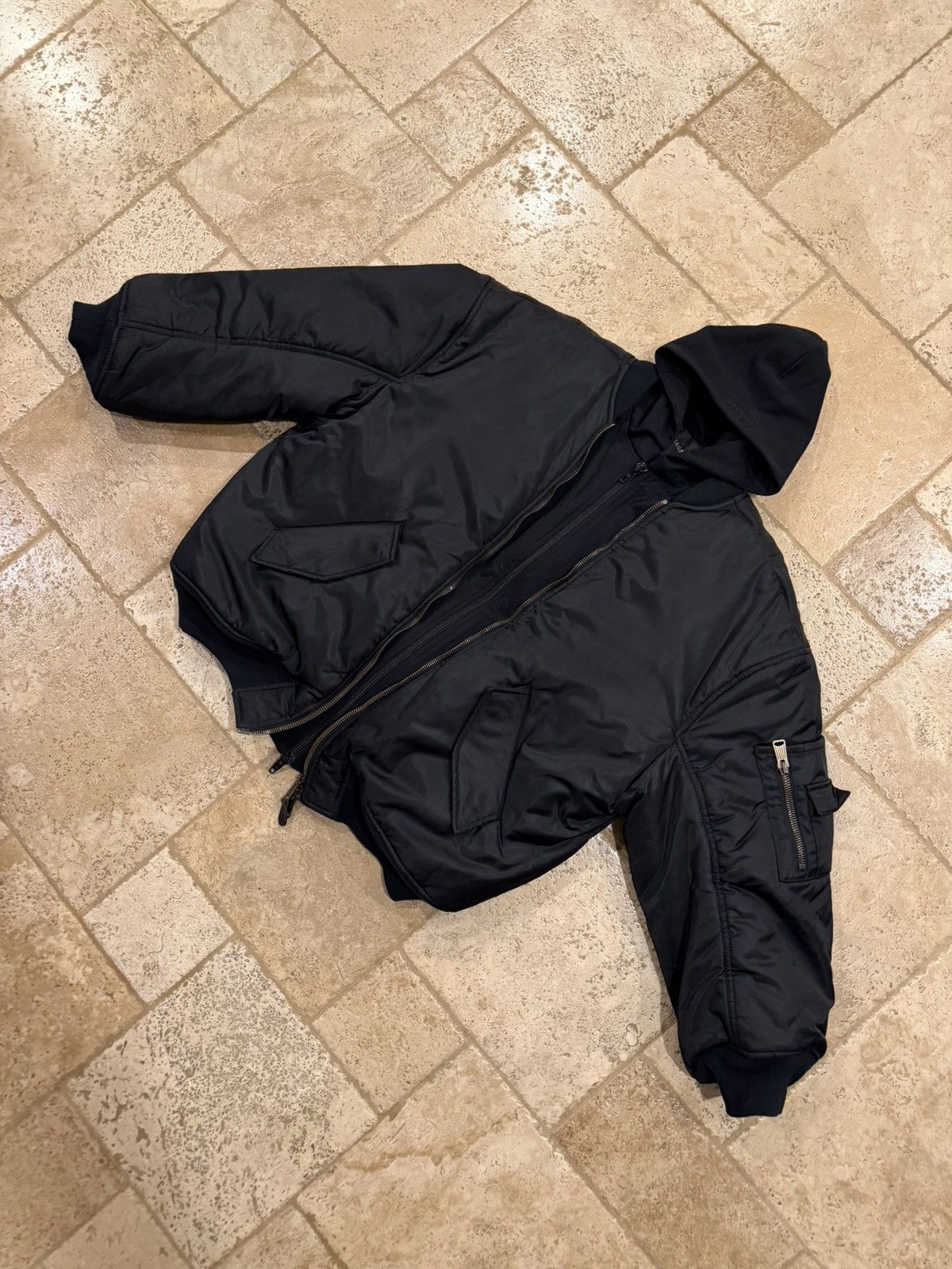 Balenciaga Balenciaga SS23 Demna All In Hoodie / Nylon Bomber Jacket Size US XL / EU 56 / 4 - 6 Thumbnail