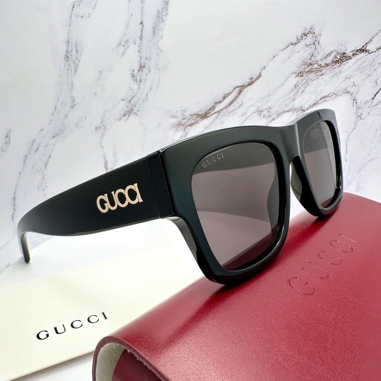 Gucci New GUCCI Sunglasses 2025 Collection Black Gold Letter Logo Size ONE SIZE - 10 Thumbnail