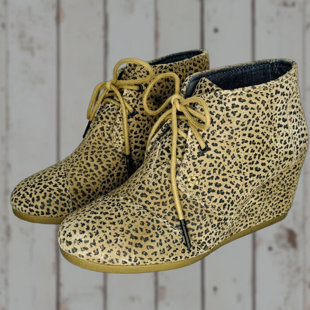 Toms TOMS Women’s Wedge Ankle Bootie Desert Leopard Animal Print Tie US Size 6.5 Boots Size US 5 / IT 35 - 1 Thumbnail