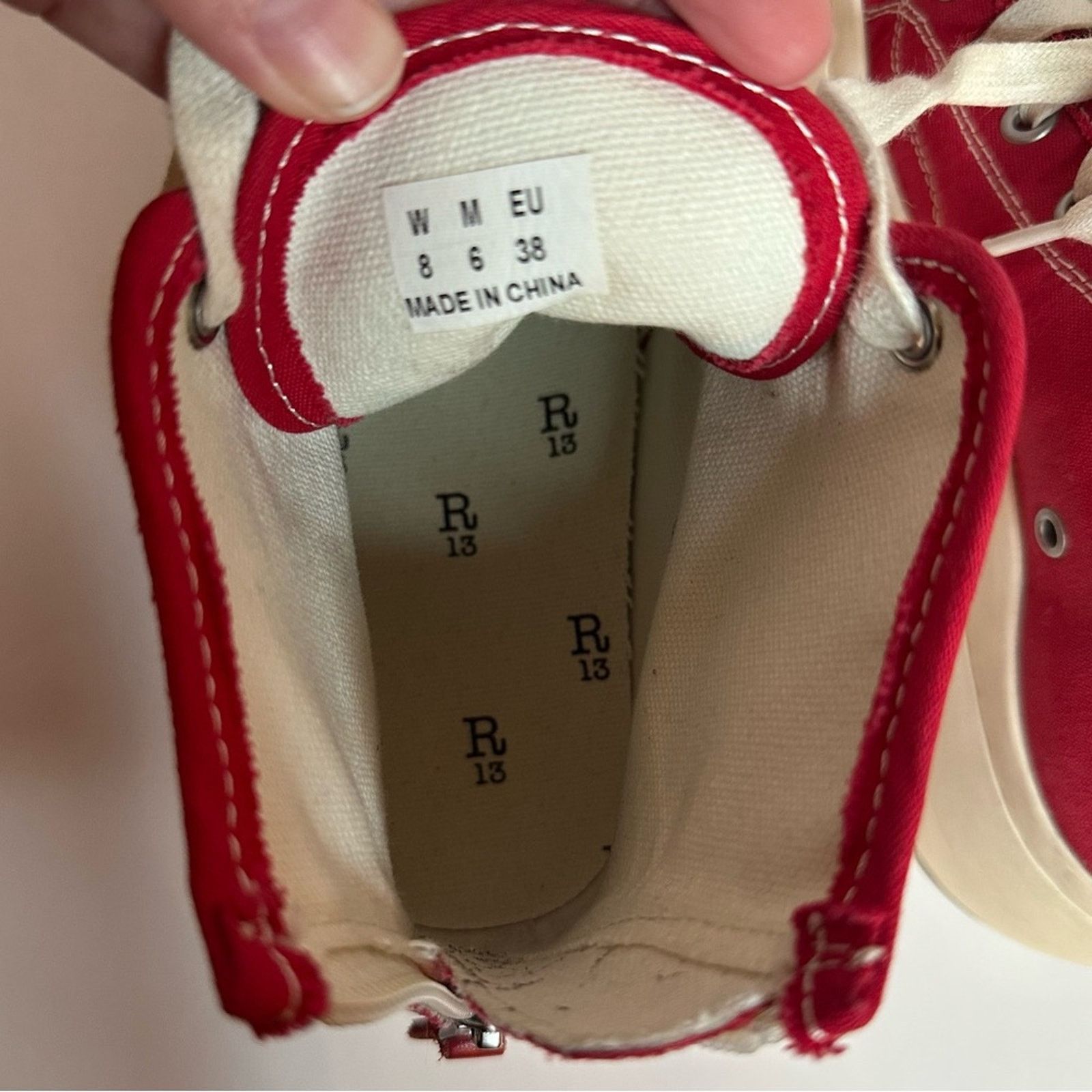 R13 rare Kirk Red Canvas High-Top Sneakers White Platform US 8 Size US 8 / IT 38 - 8 Thumbnail