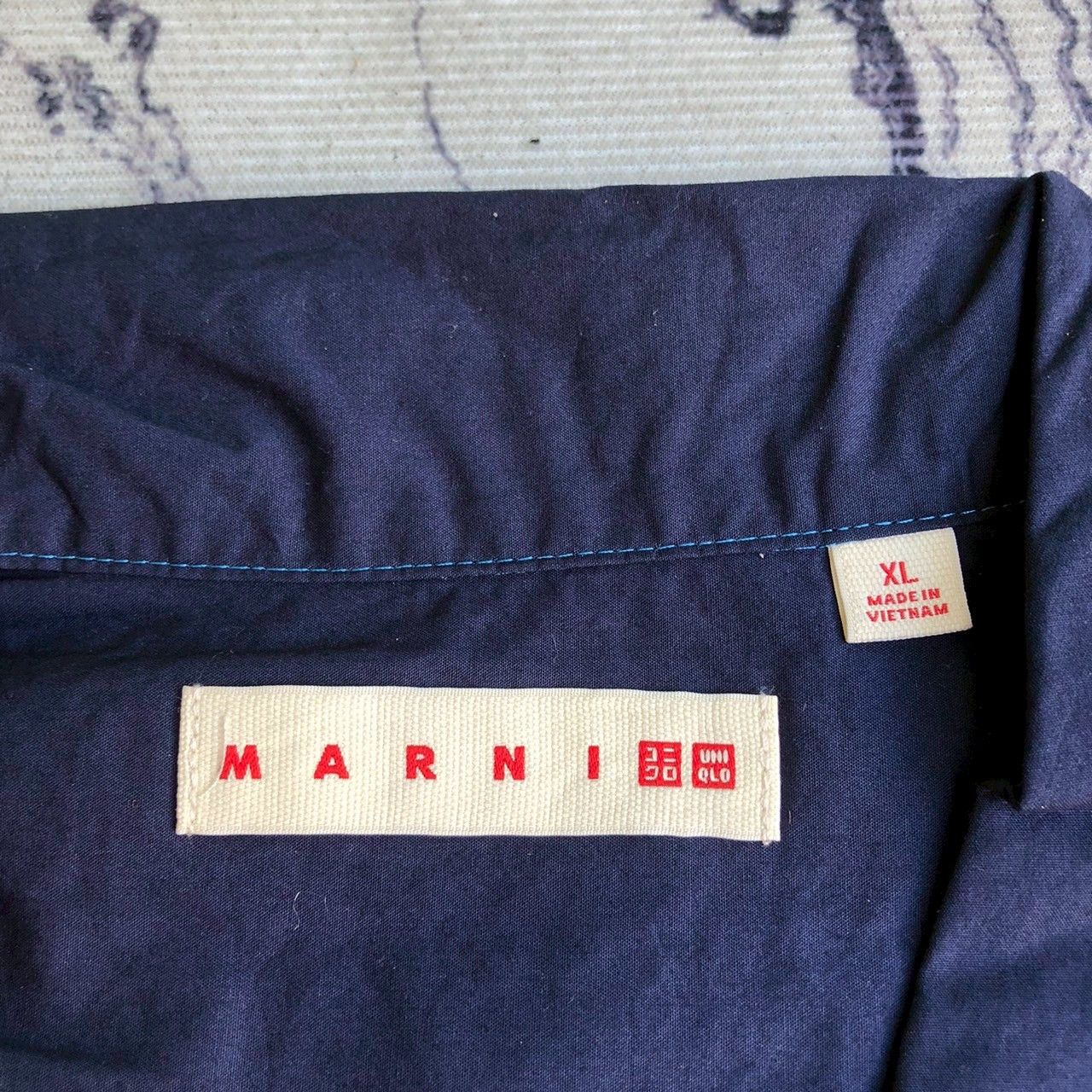 Marni × Uniqlo Marni x Uniqlo Navy Boxy Open Collar Button Ups Size US XL / EU 56 / 4 - 7 Thumbnail