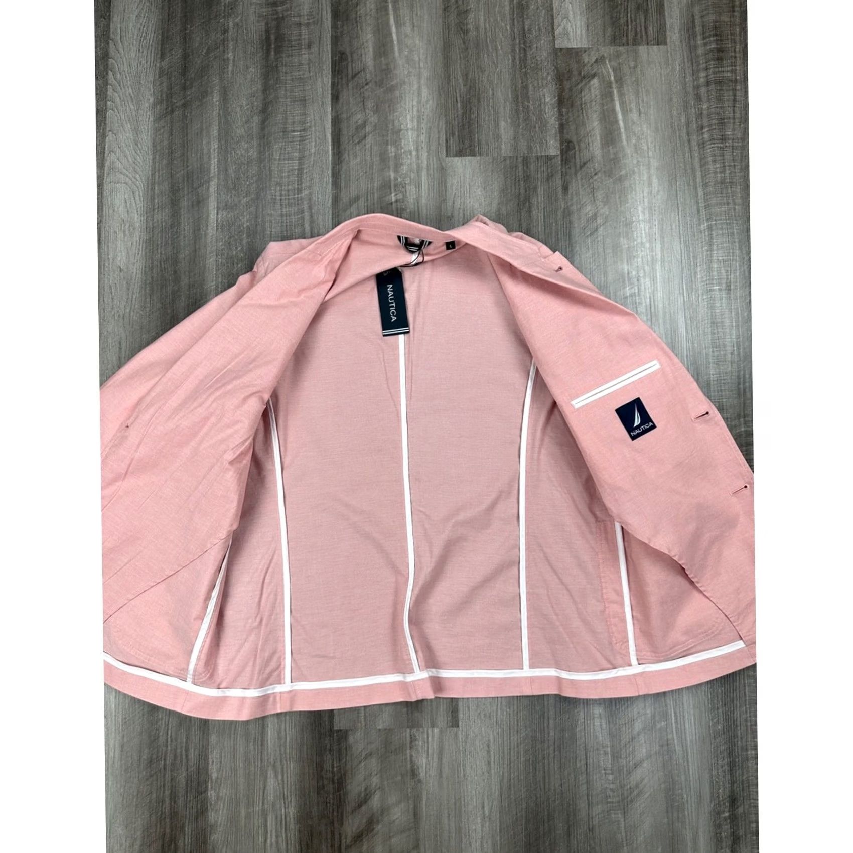 Nautica Nautica Blazer Shirt Patch Pocket Unstructured Travel - Large Mens Pink NWT Dusty Pink 2 Piece Cotton Spandex Size 42R - 6 Thumbnail