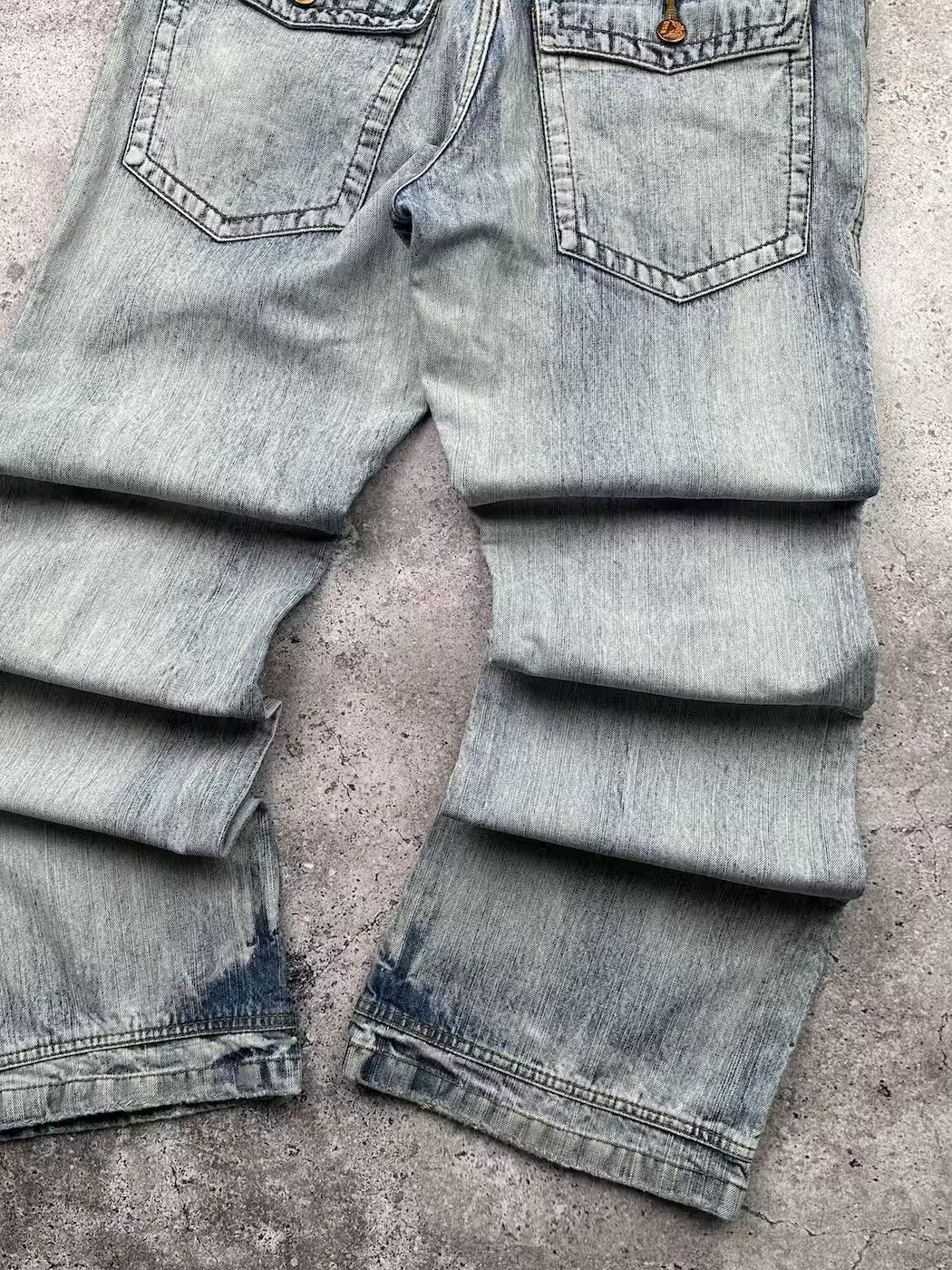 Japanese Brand Vintage Faded Biker Wide Flare Jeans C213(V393)E2 Size US 36 / EU 52 - 10 Thumbnail