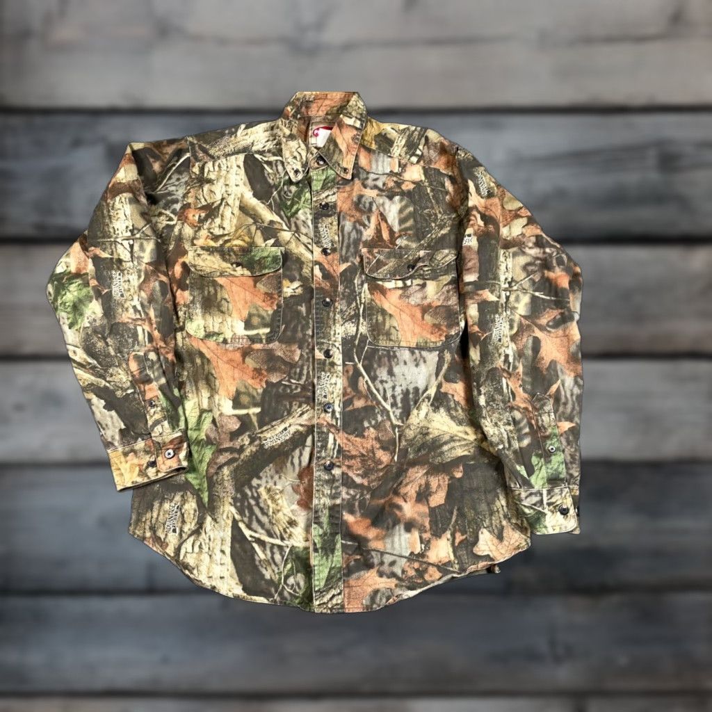 Wrangler VINTAGE Wrangler Pro Gear Camouflage Flannel Shirt Men M Brown Contrast Pattern 90s Outdoor Workwear Cap Size US M / EU 48-50 / 2 - 1 Thumbnail