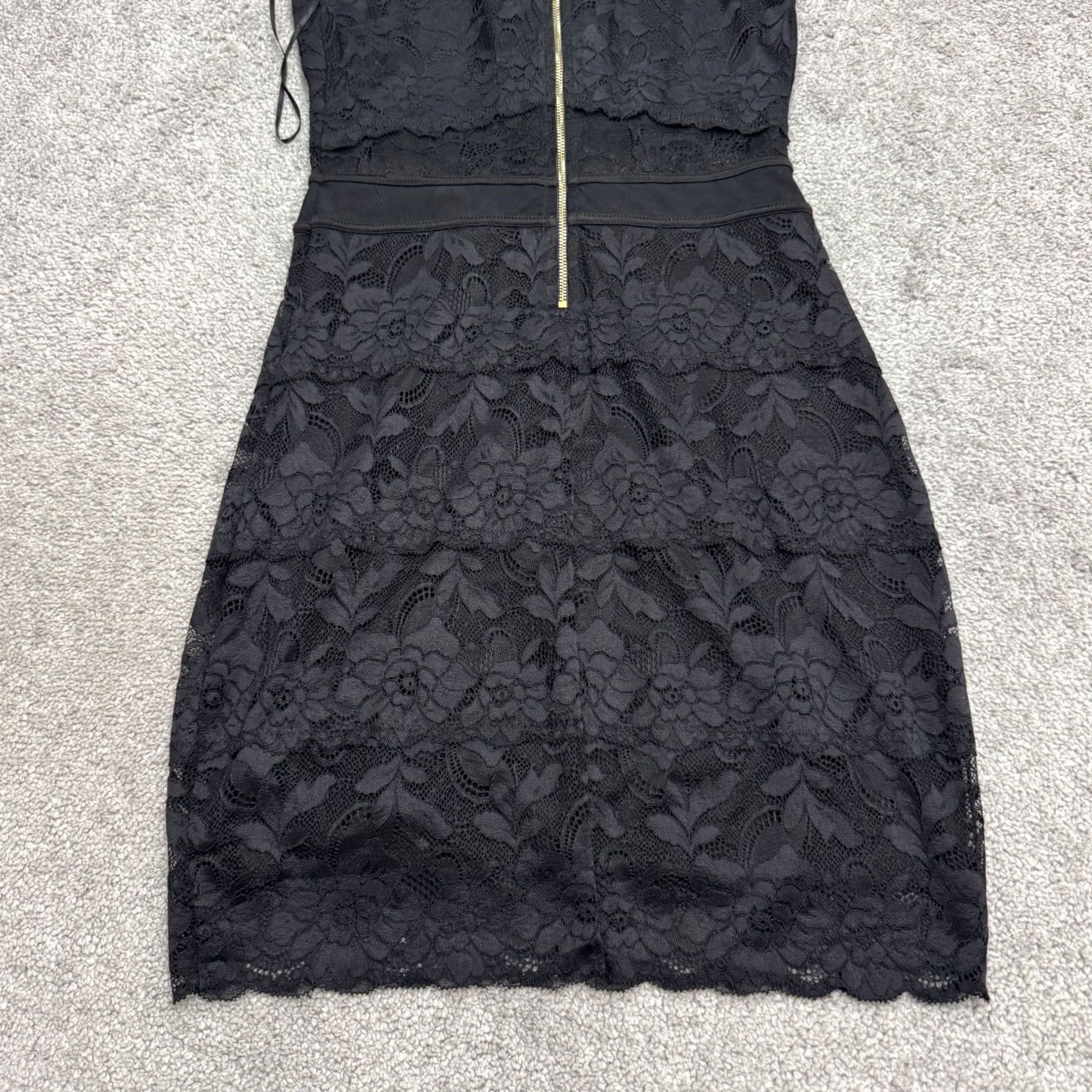Guess GUESS Black Lace Tiered Bodycon Mini Dress Womens S Sleeveless Party Sheer Nylon Spandex Size S / US 4 / IT 40 - 3 Thumbnail