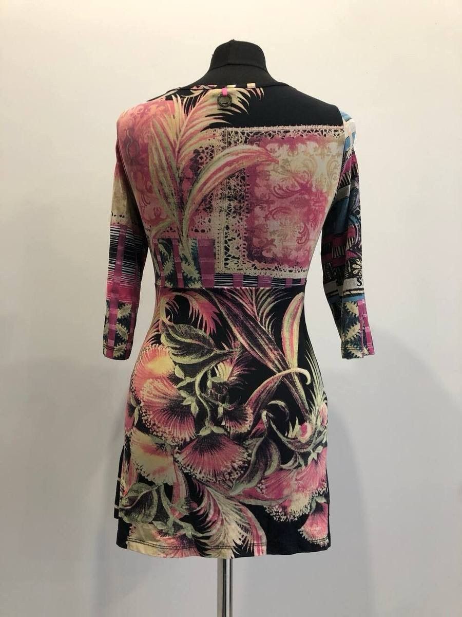 Jean Paul Gaultier Save the Queen Floral Abstract Print Stretch Tunic Top Size S / US 4 / IT 40 - 2 Thumbnail