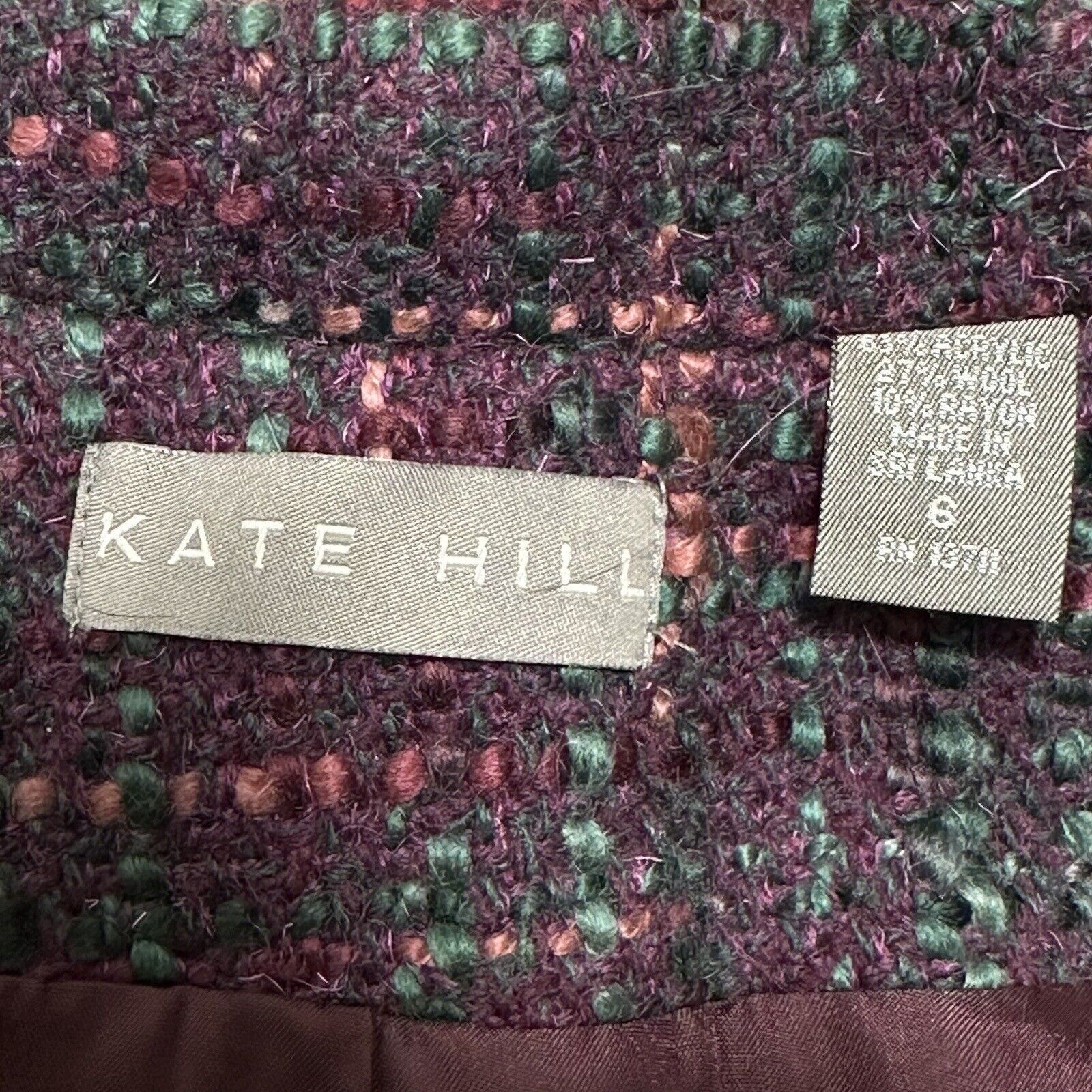 Other Kate Hill 6 Wool Blazer Purple Wooden Button Front Flower Size M / US 6-8 / IT 42-44 - 3 Thumbnail