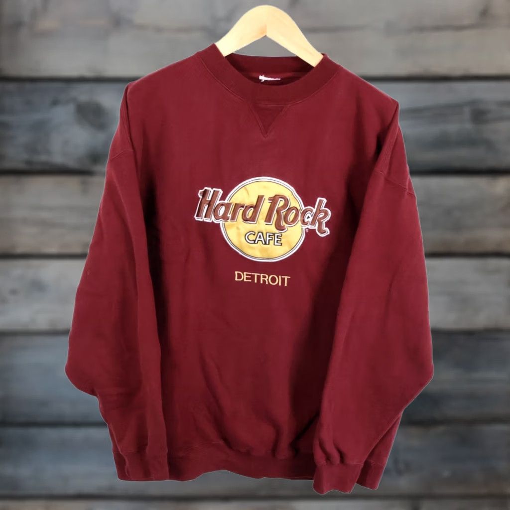 Hard Rock Cafe VINTAGE Hard Rock Cafe Detroit Sweatshirt Adult 2XL Dark Red Embroidered Logo 90s Size US XXL / EU 58 / 5 - 1 Thumbnail