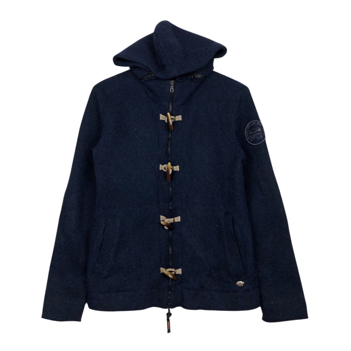 Blue Blue Japan 📌Vintage Wool Jacket Heart Peace & Love Indigo Biker Style Size US M / EU 48-50 / 2 - 2 Thumbnail