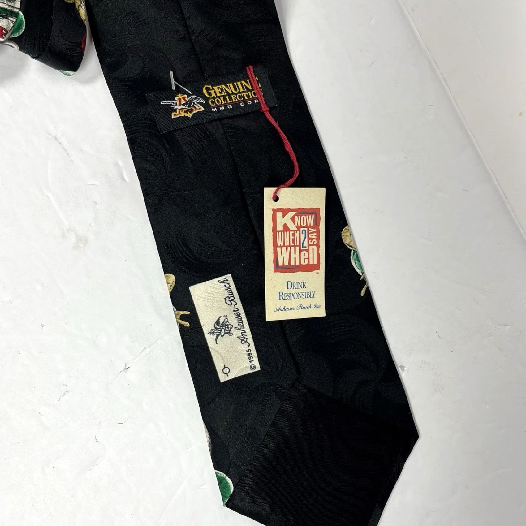 Budweiser VINTAGE Anheuser Busch Frog Silk Tie 1990s Mens Maroon 55" Neck Tie Novelty Frog Theme Size ONE SIZE - 3 Thumbnail