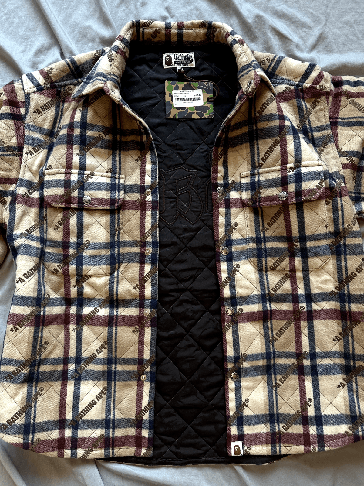 Bape BAPE A Bathing Ape Logo Check Pattern Padded Flannel Shirt Size US L / EU 52-54 / 3 - 3 Thumbnail