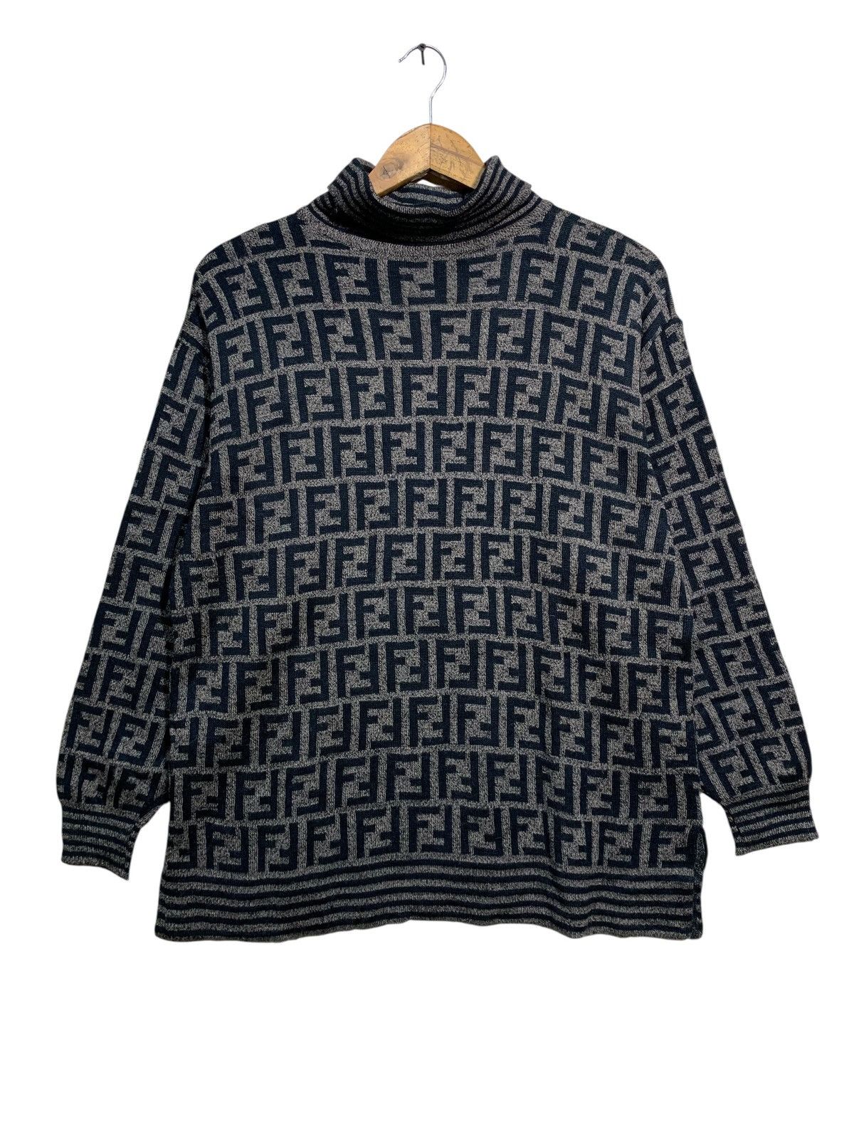 Fendi 🔥VTG FENDI ZUCCA MONOGRAM WOOL KNIT JUMPER TURTLENCK Size L / US 10 / IT 46 - 5 Thumbnail