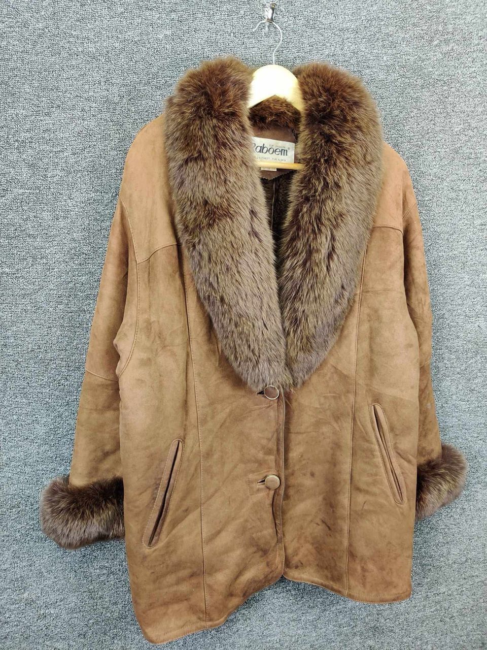 Leather Vintage Roboem Faux Fur Sheepskin Suede Leather Coat Size US L / EU 52-54 / 3 - 5 Thumbnail