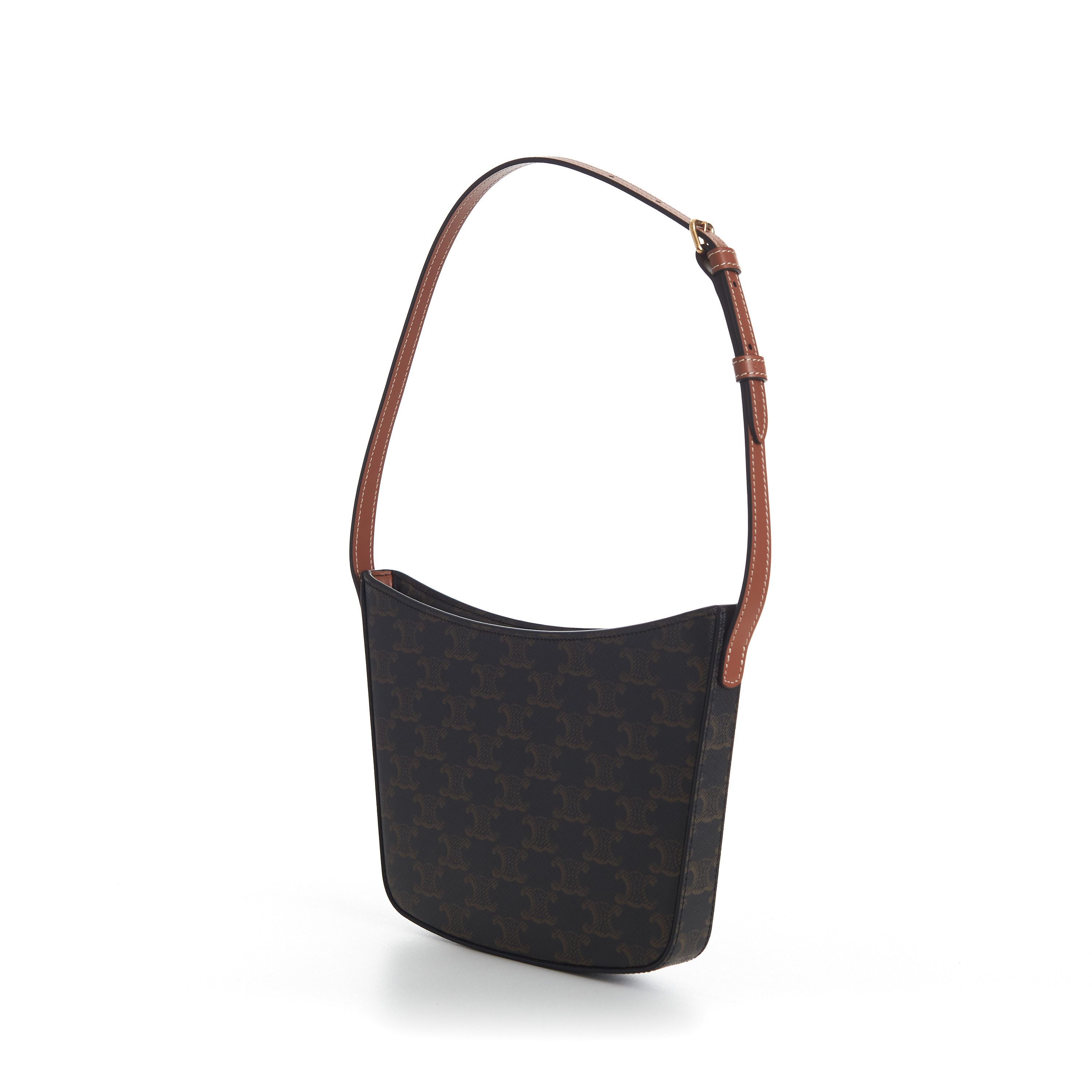 Celine Medium Croque Bag - Tan Triomphe Monogram Canvas & Calfskin Size ONE SIZE - 6 Thumbnail
