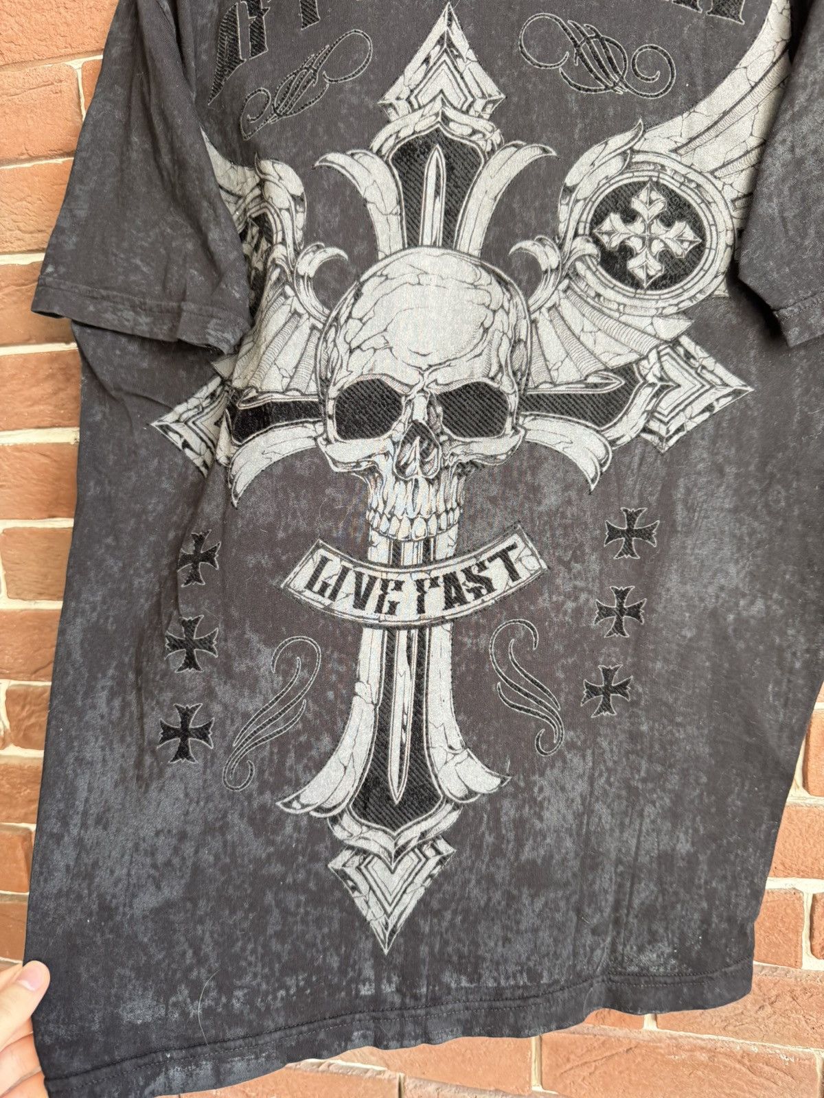 Affliction Rare Affliction Eagle Skull Cross USA OVP Tee like chrome Size US L / EU 52-54 / 3 - 5 Thumbnail