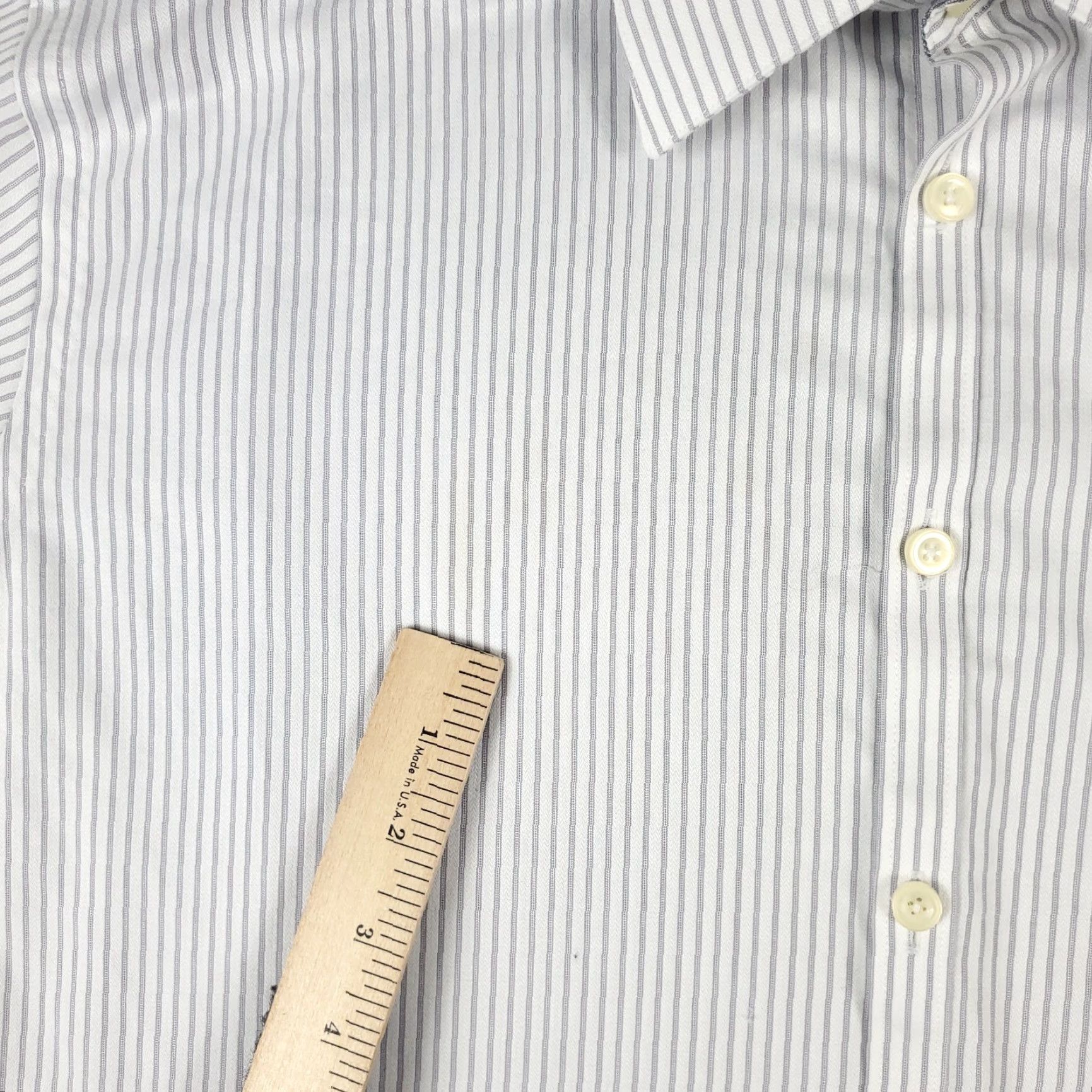Vintage Jhane Barnes Gray Striped Dress Shirt Mens 16 Regular Fit Long Sleeve Button Up Size 42R - 3 Thumbnail