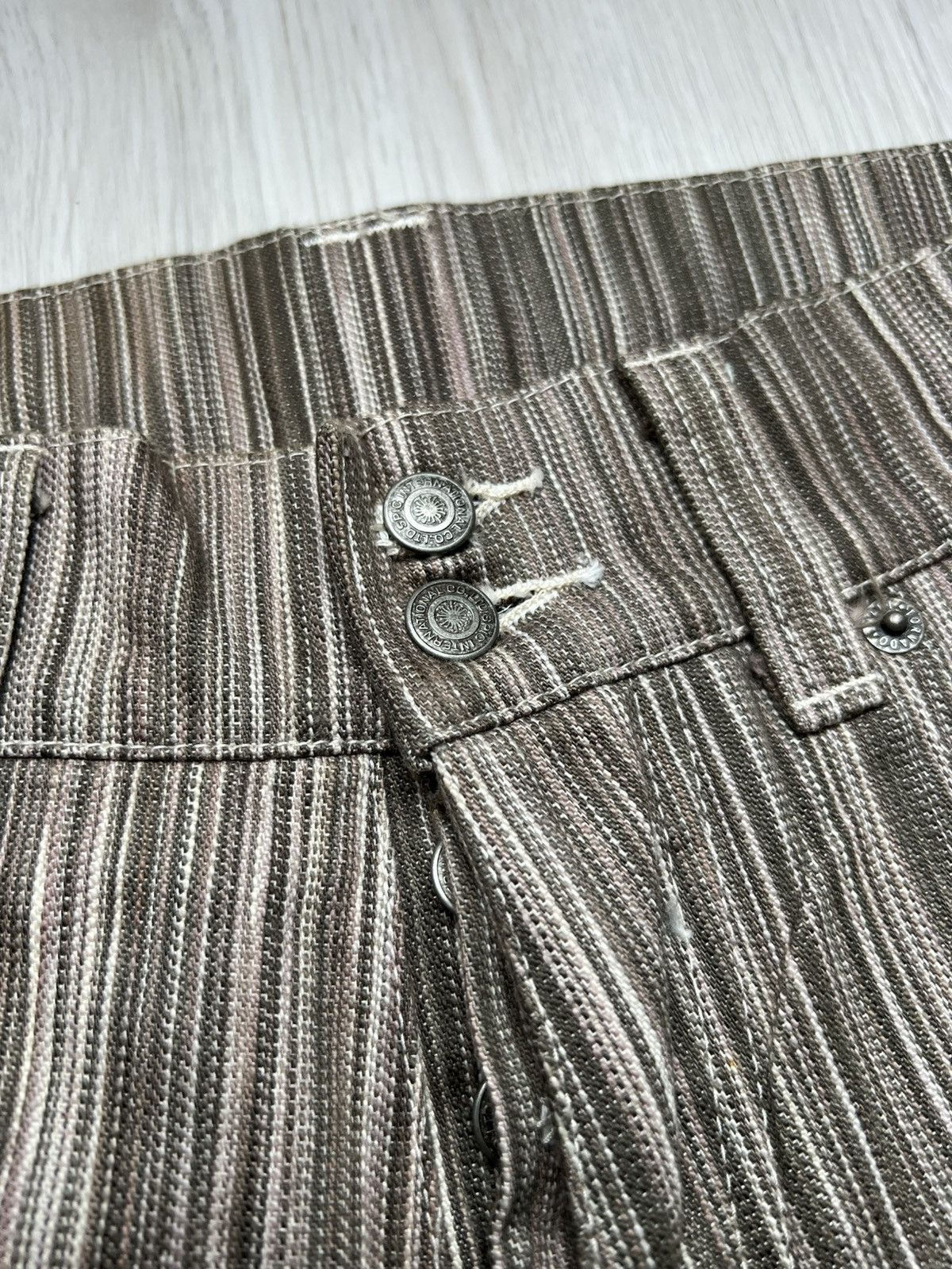 If Six Was Nine Tornado Mart Shadow Stripe Fringe Flared Denim Size US 29 - 7 Thumbnail
