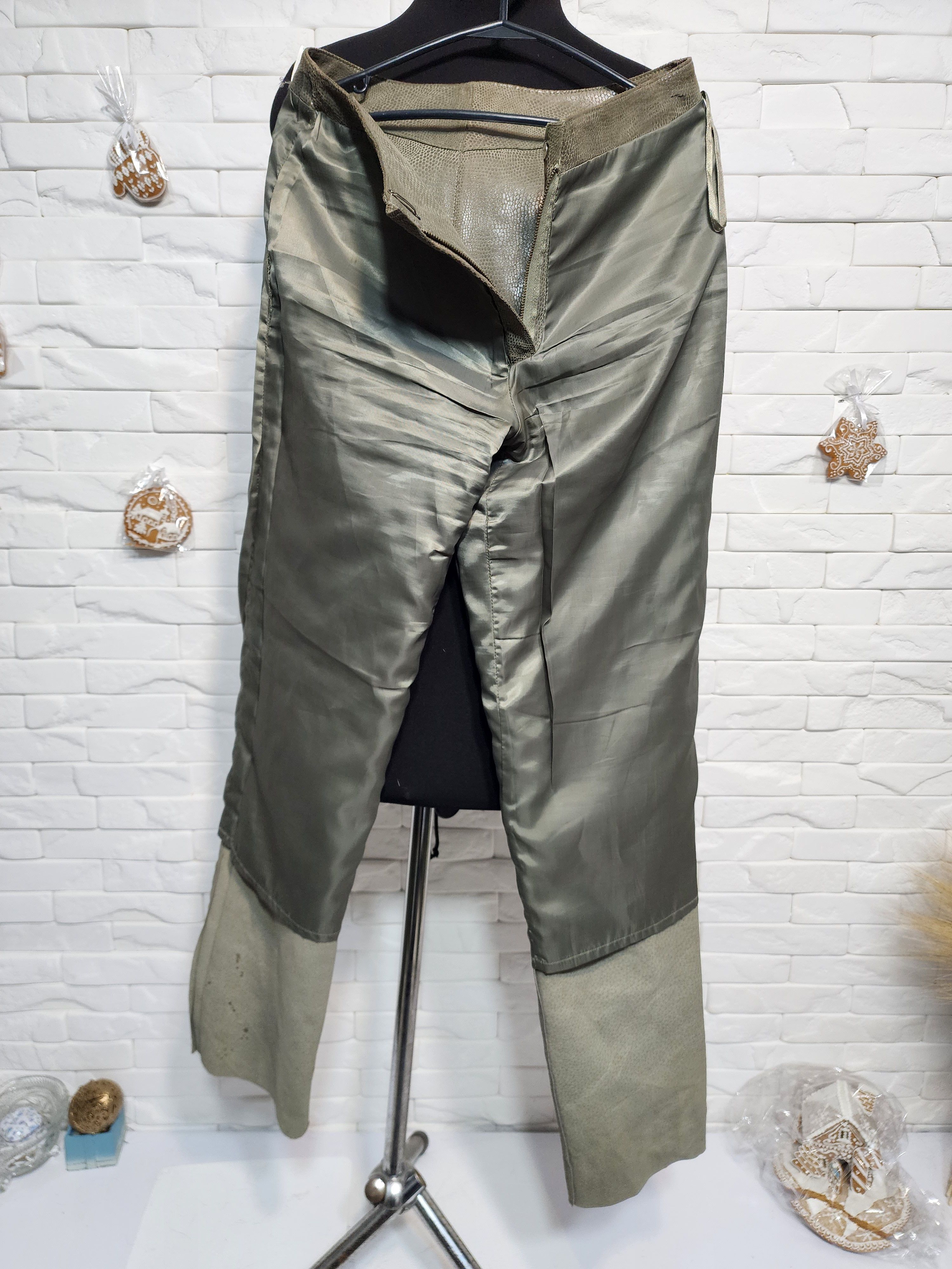 Other Gray Leather Pants: Women's Fitted Genuine Leather Trousers Size 31" - 7 Thumbnail