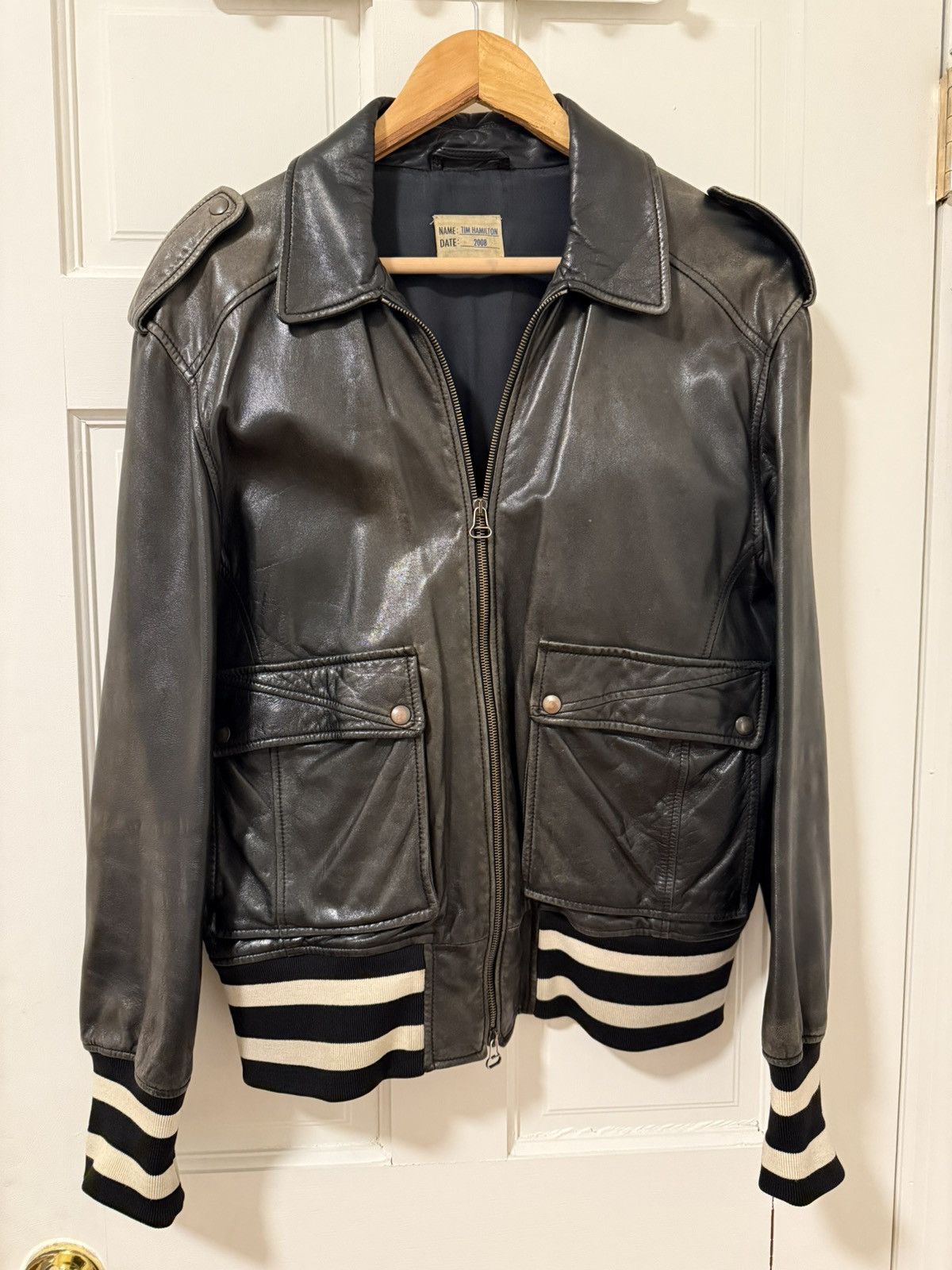 Tim Hamilton Vintage Tim Hamilton Lambskin Bomber Varsity Leather Jacket Size US M / EU 48-50 / 2 - 5 Thumbnail