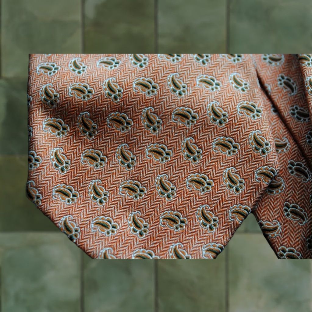 Ermenegildo Zegna ERMENEGILDO ZEGNA MEN'S NECKTIE ITALY LUXURY ORANGE COLOR FLORAL 100% SILK Size ONE SIZE - 1 Thumbnail
