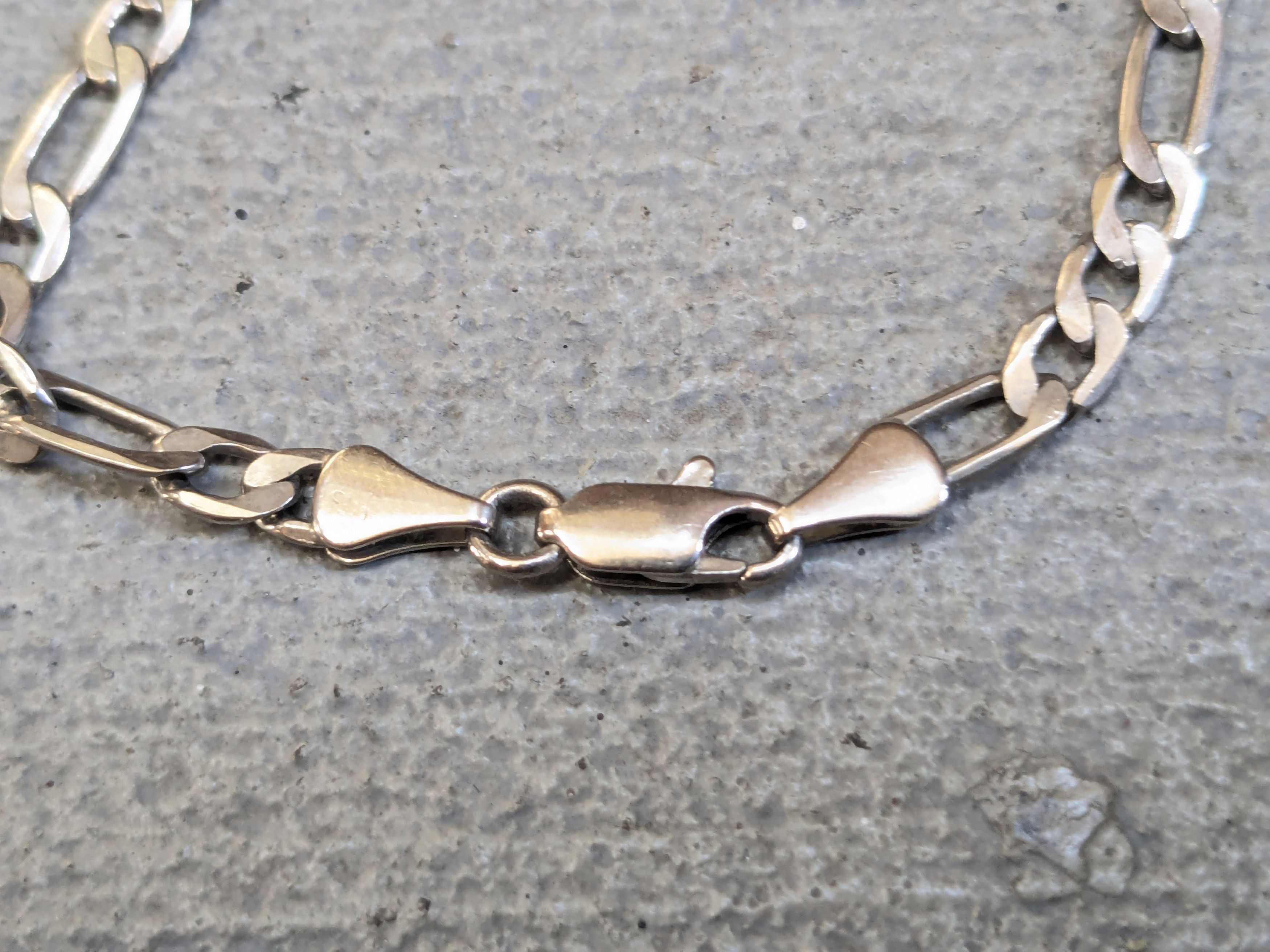 Jewelry Sterling Silver Bracelet 20" Figaro Italy Biker Punk Size ONE SIZE - 6 Thumbnail