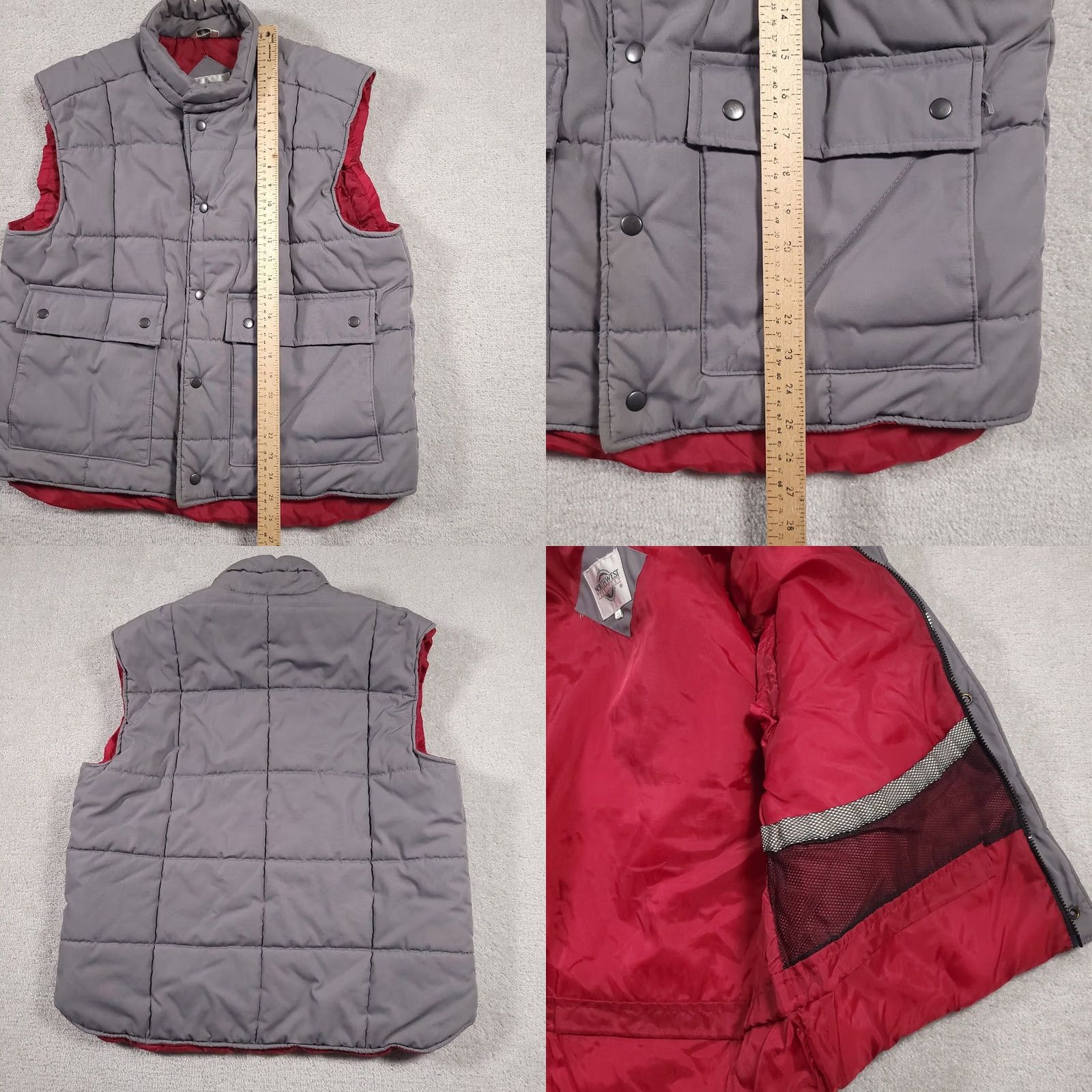 Vintage Northwest Territory Puffer Vest Mens Large Gray Red Snap Full Zip Heavy Size US L / EU 52-54 / 3 - 8 Thumbnail