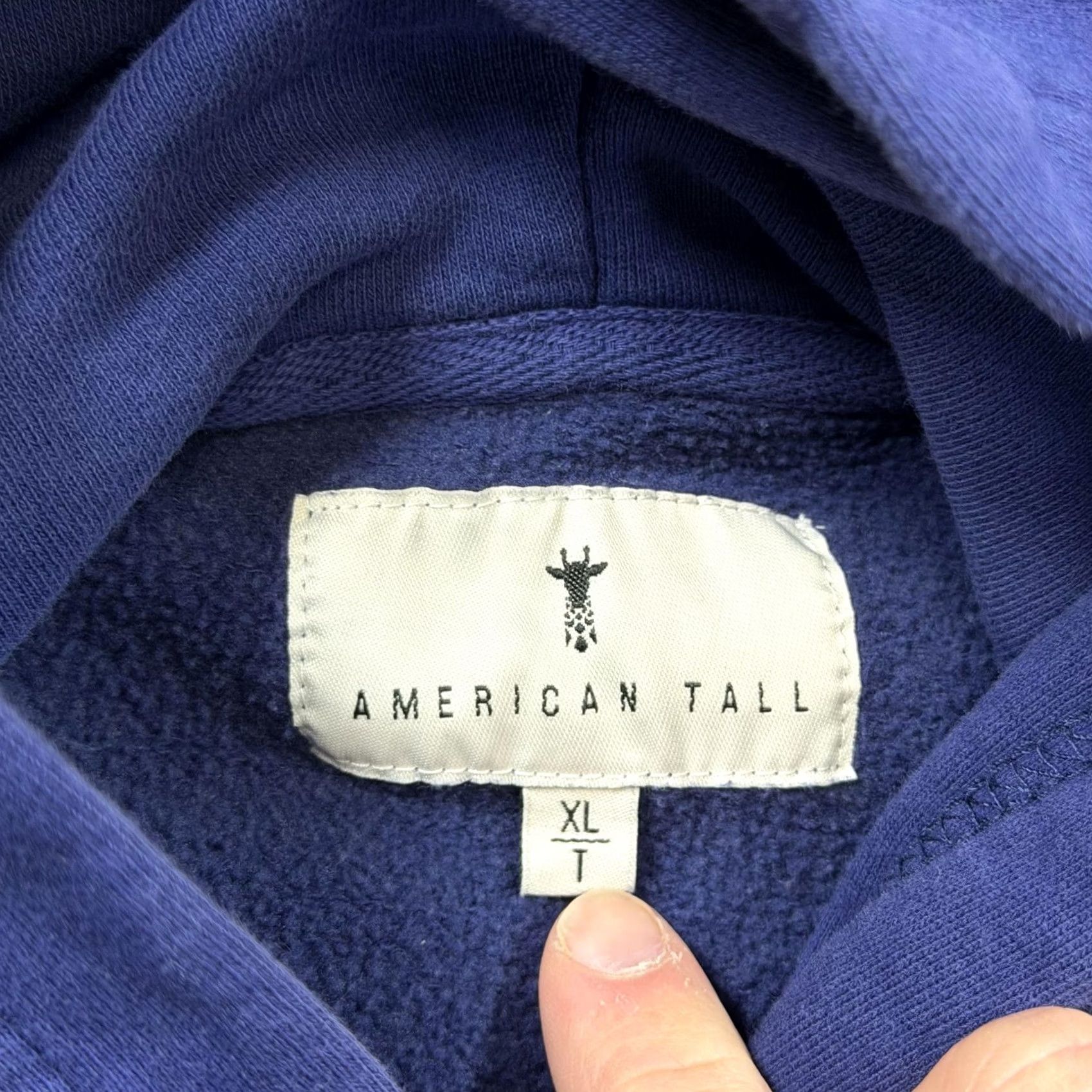 Vintage American Tall Hoodie Mens XLT Blue Fleece Kangaroo Pocket Sweatshirt Pullover Crew Neck Long Sleeve Winter Regular Size US XL / EU 56 / 4 - 2 Thumbnail