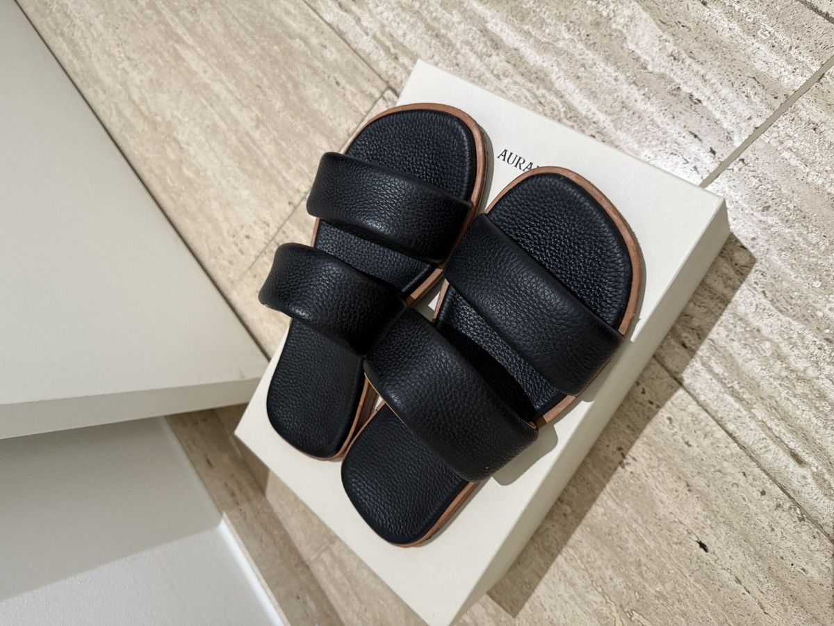 Auralee Auralee Black Grained Leather Sandals Slippers Size US 9 / EU 42 - 3 Thumbnail